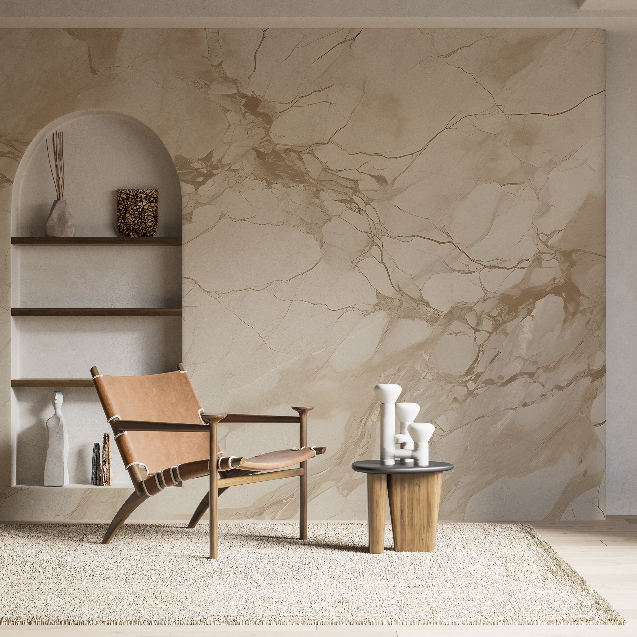 Beige Marble Peel and Stick Wallpaper