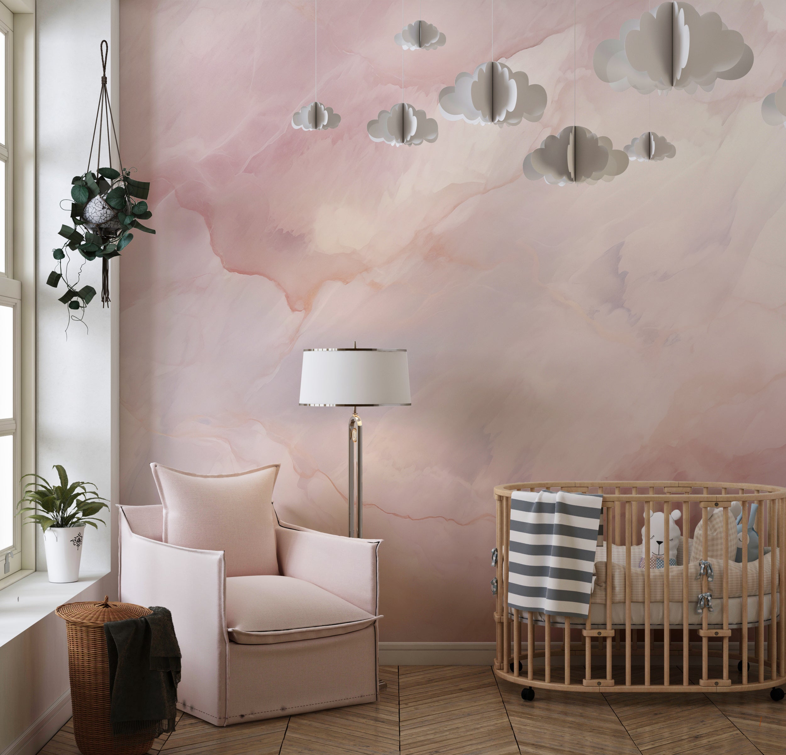 Elegant Pink Marble Wall Covering for Trendy Interiors