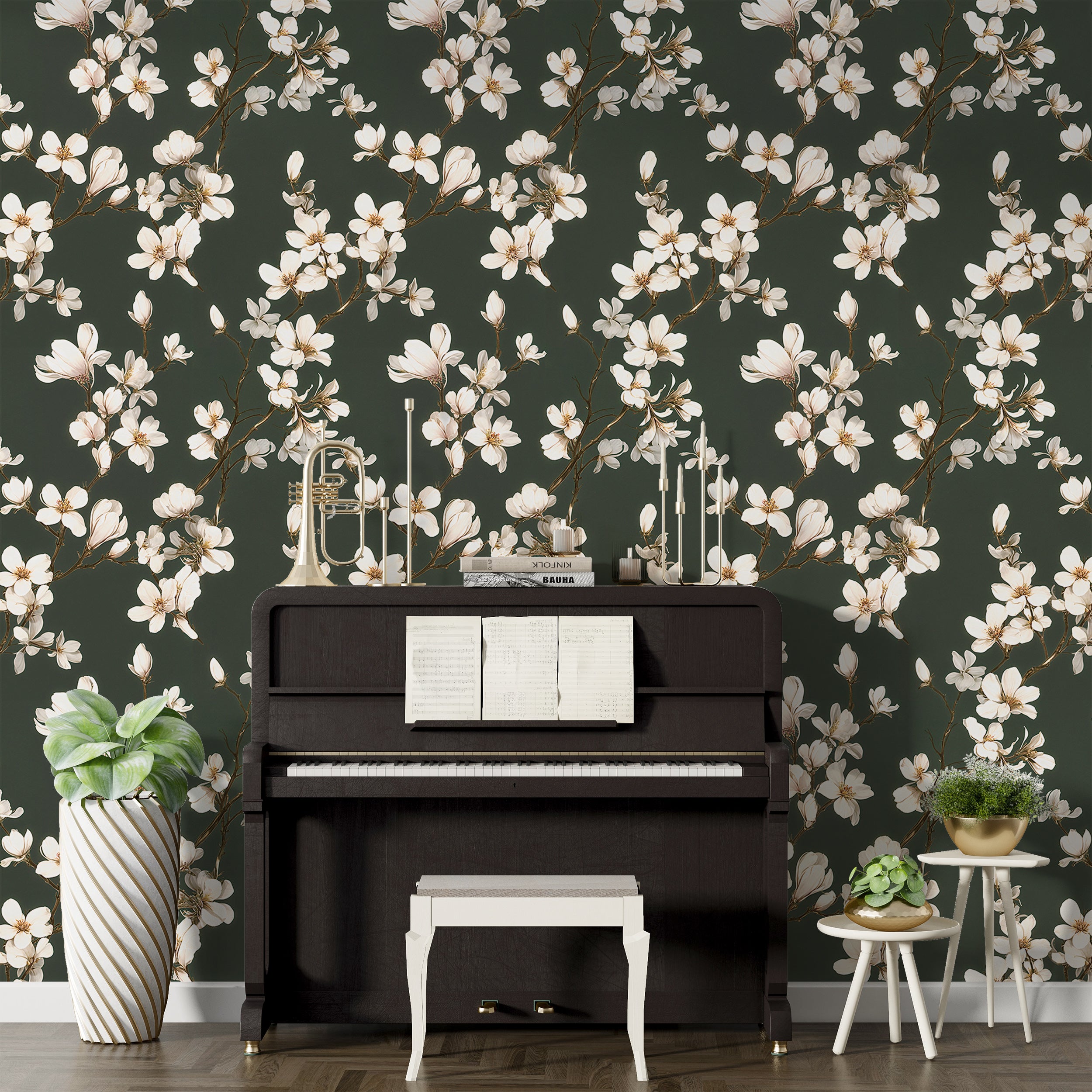 Nature-inspired watercolor wall mural

Classic magnolia wallpaper for interiors