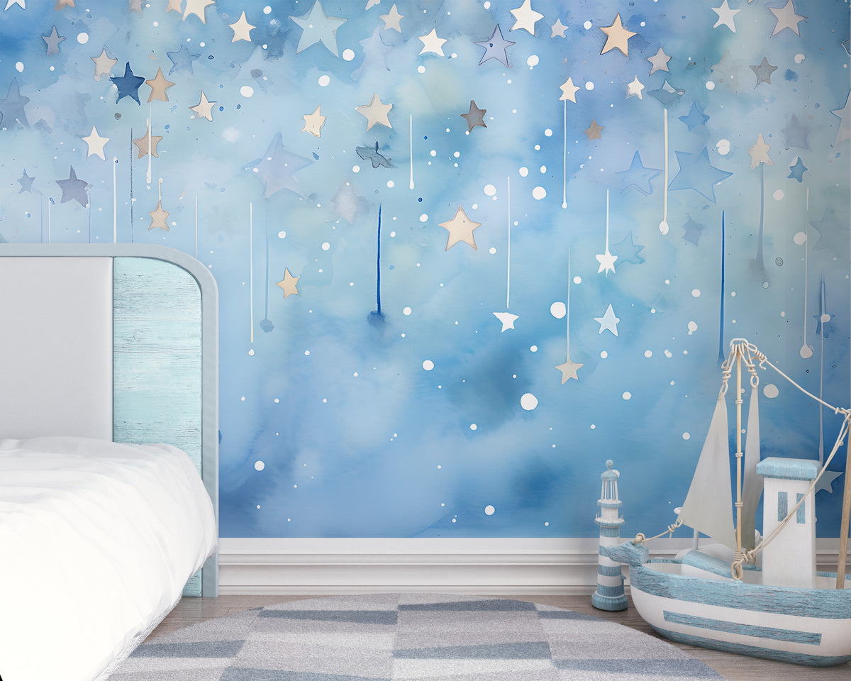 Nursery Stars Mural - Peel and Stick Stars Wallpaper