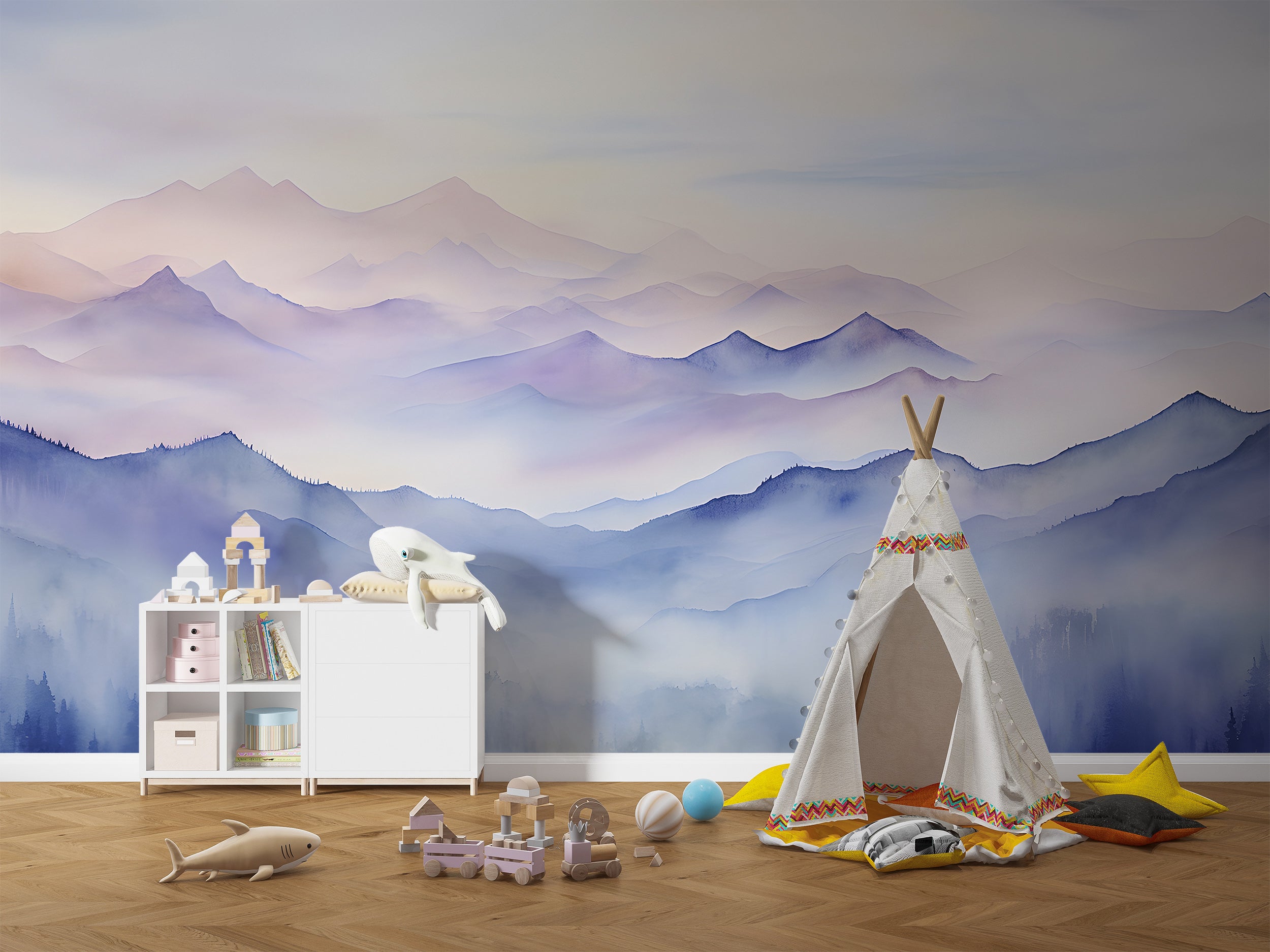 Pink Mountain View for Children's Room