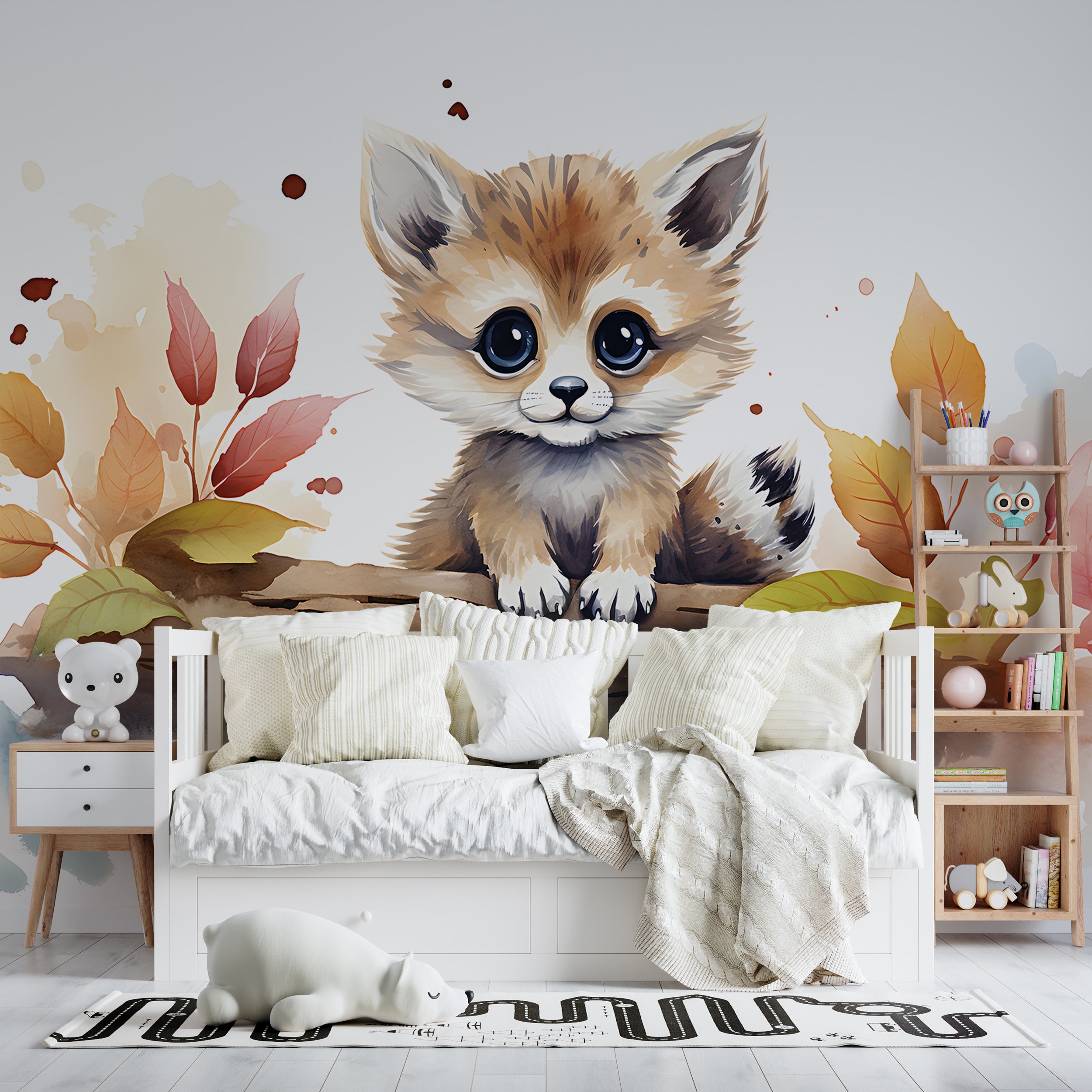 Whimsical Watercolor Forest Mural