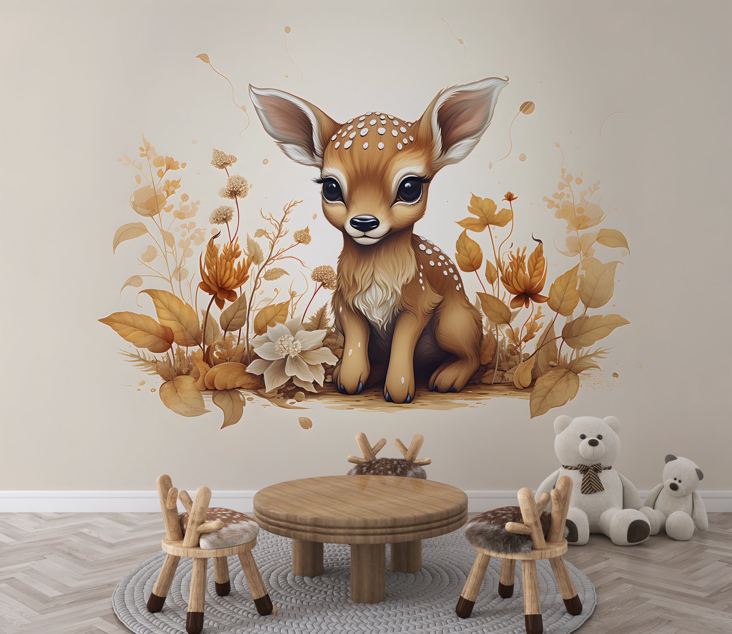 Cozy Woodland Animal Theme Wallpaper
