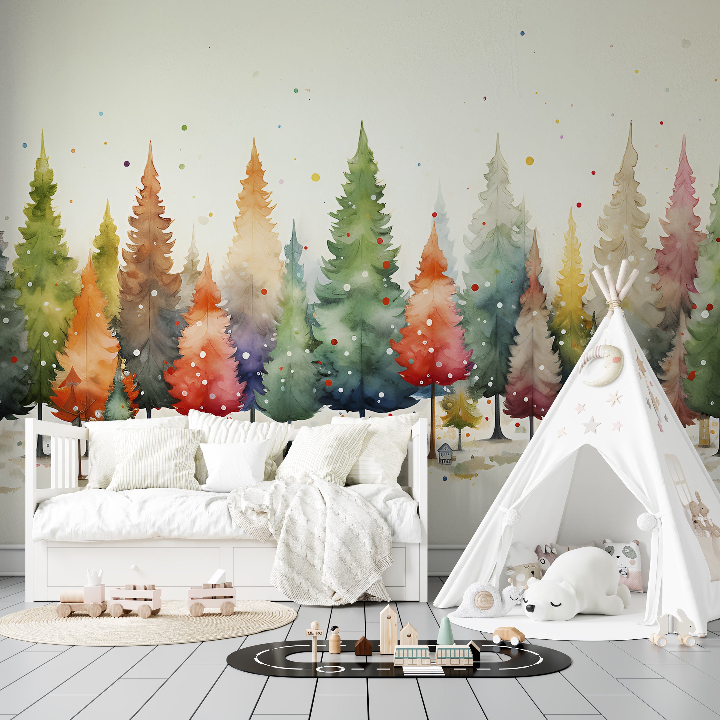 Festive Fairytale Forest Wall Covering