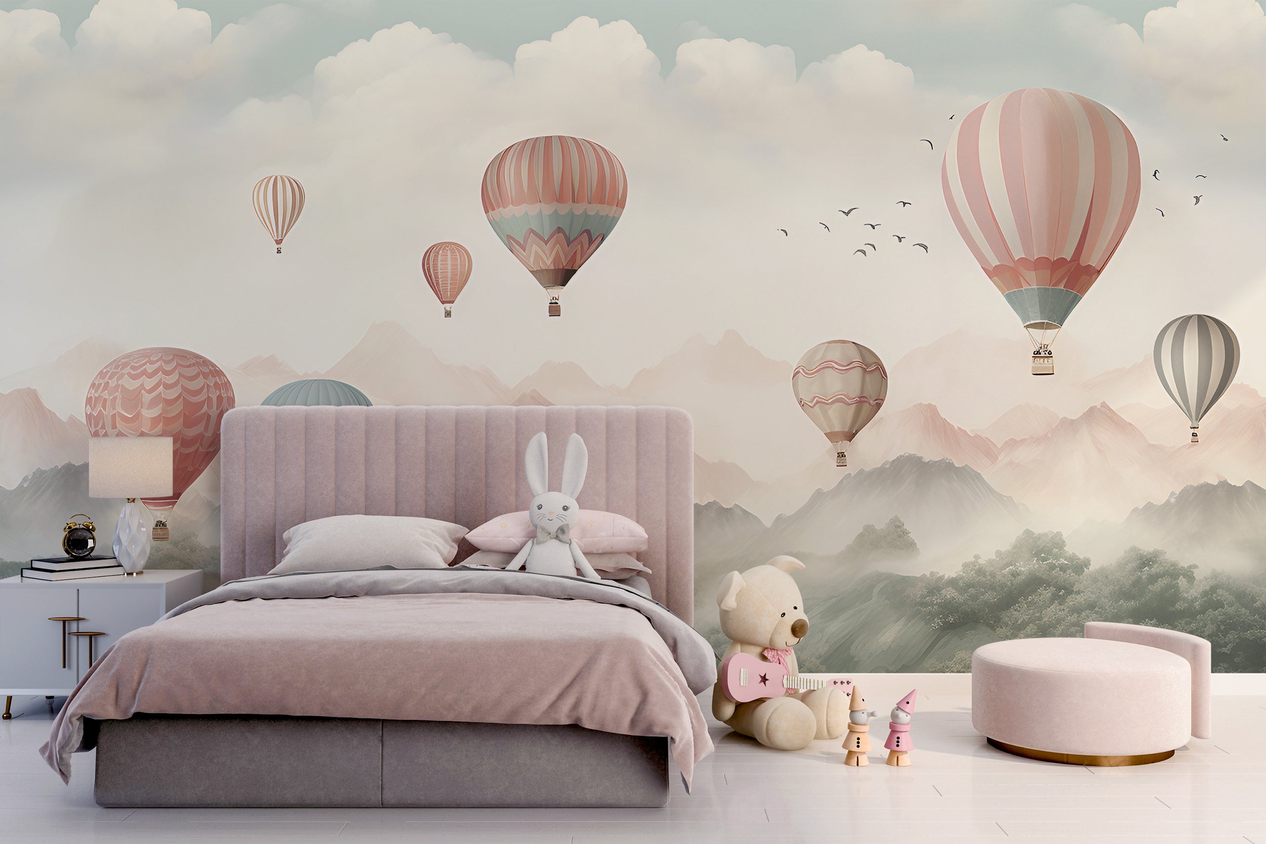 Nursery Hot Air Balloons Peel and Stick Mural