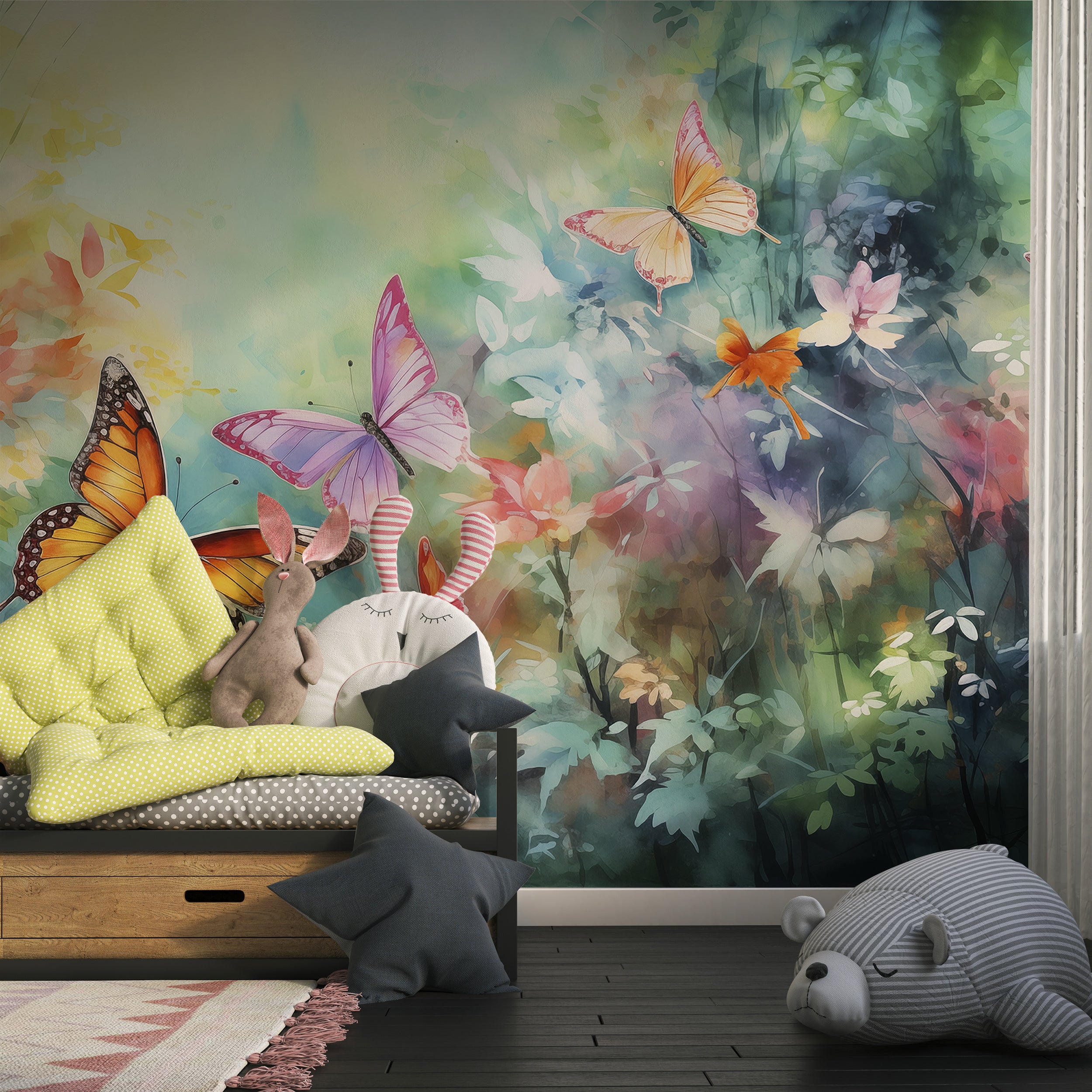 Easy Application Colorful Butterfly Mural
