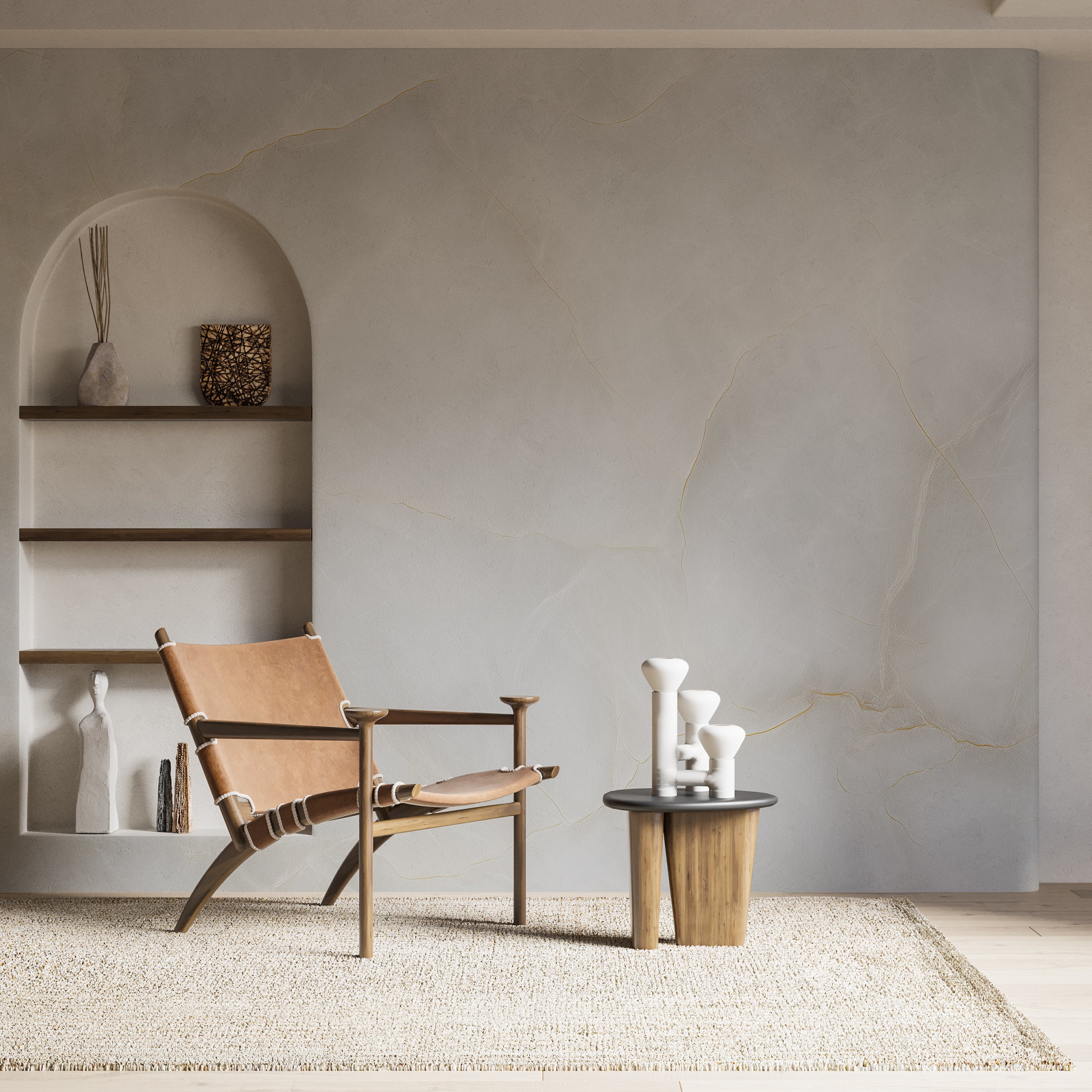 Light Cream Marble Mural in Bone Color Minimalist Stone Texture Peel and Stick Neutral Wallpaper