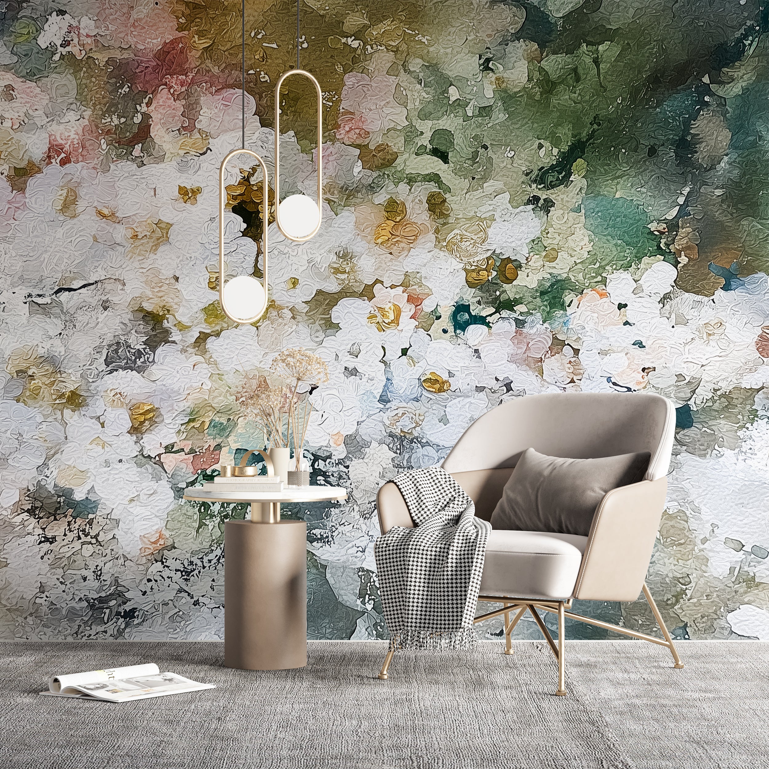 expressive watercolor botanical design

blooming flower wall mural for interiors
