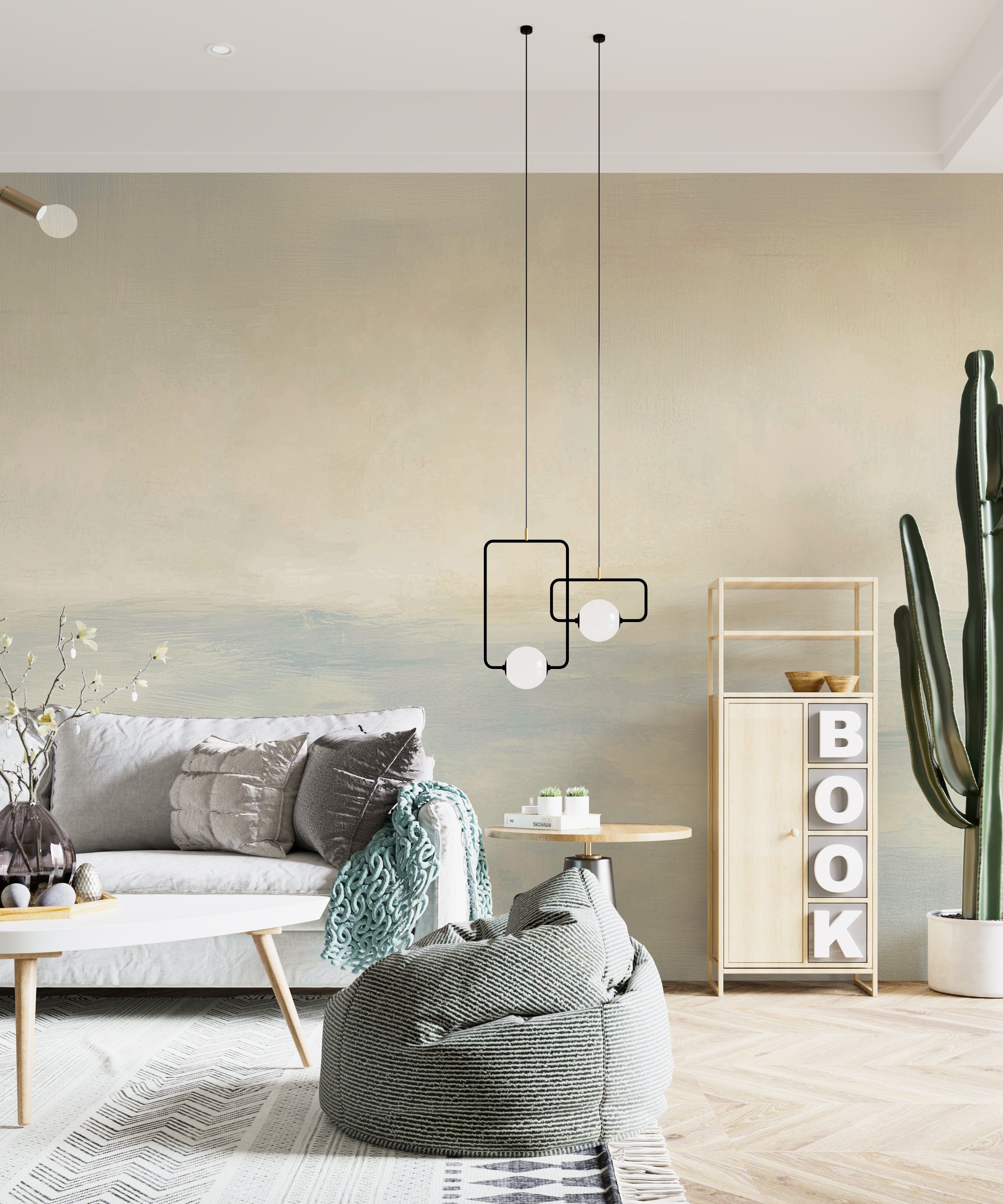 Abstract beige and blue seascape wallpaper

Watercolor blend limewashed wall art