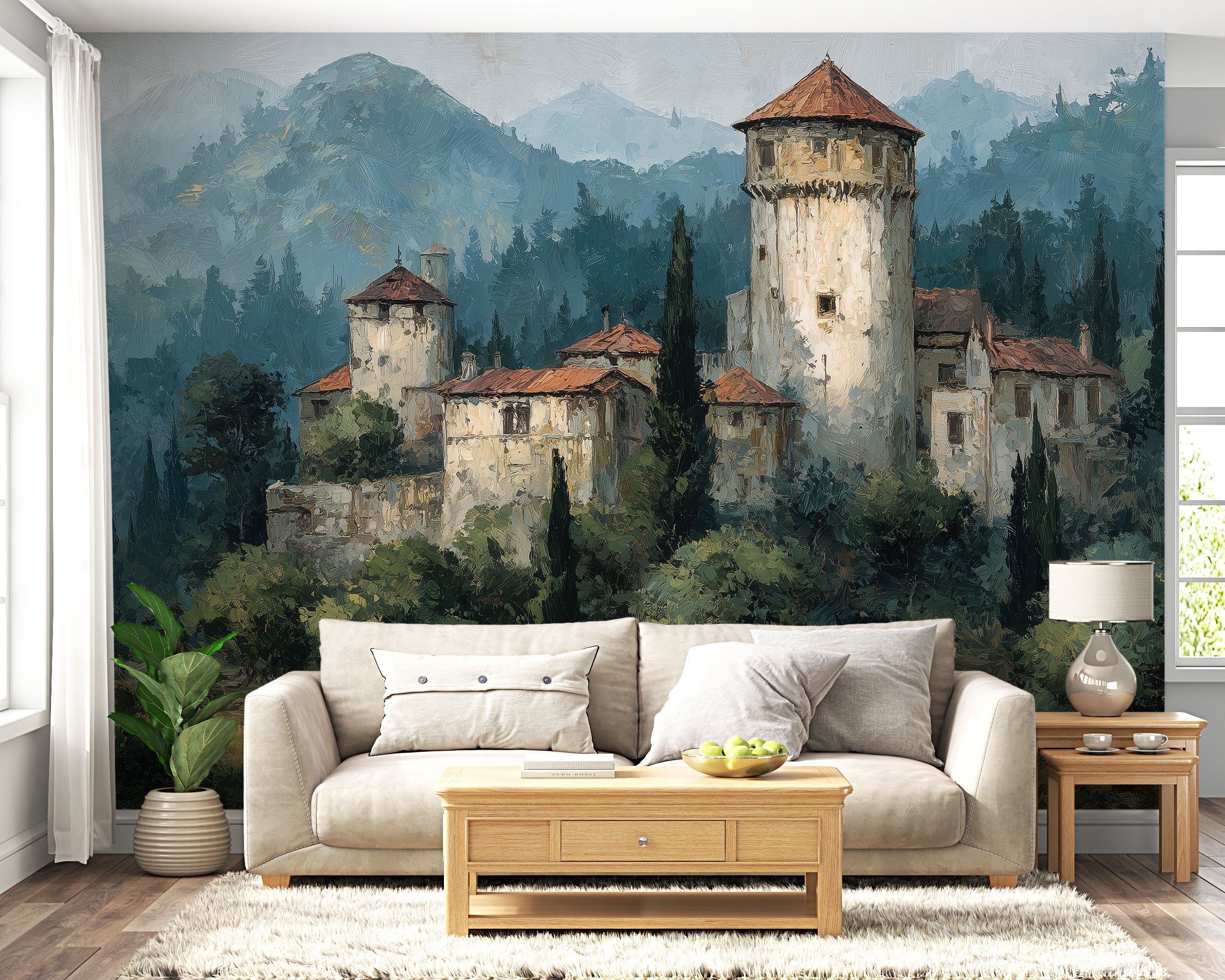 old world architecture mural
fairytale landscape wallpaper
