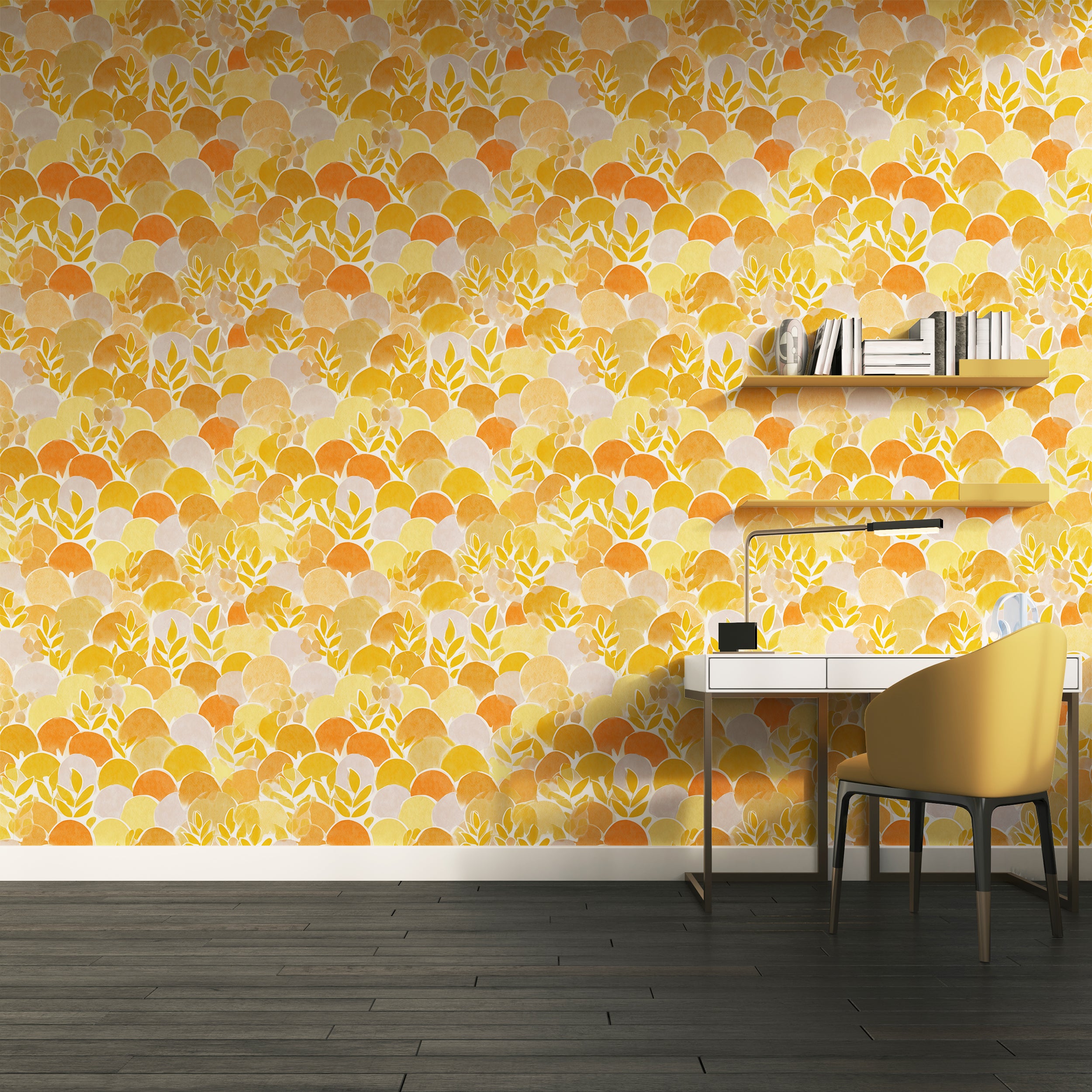 cozy autumn leaves wallpaper design

warm toned leaf wall mural painting