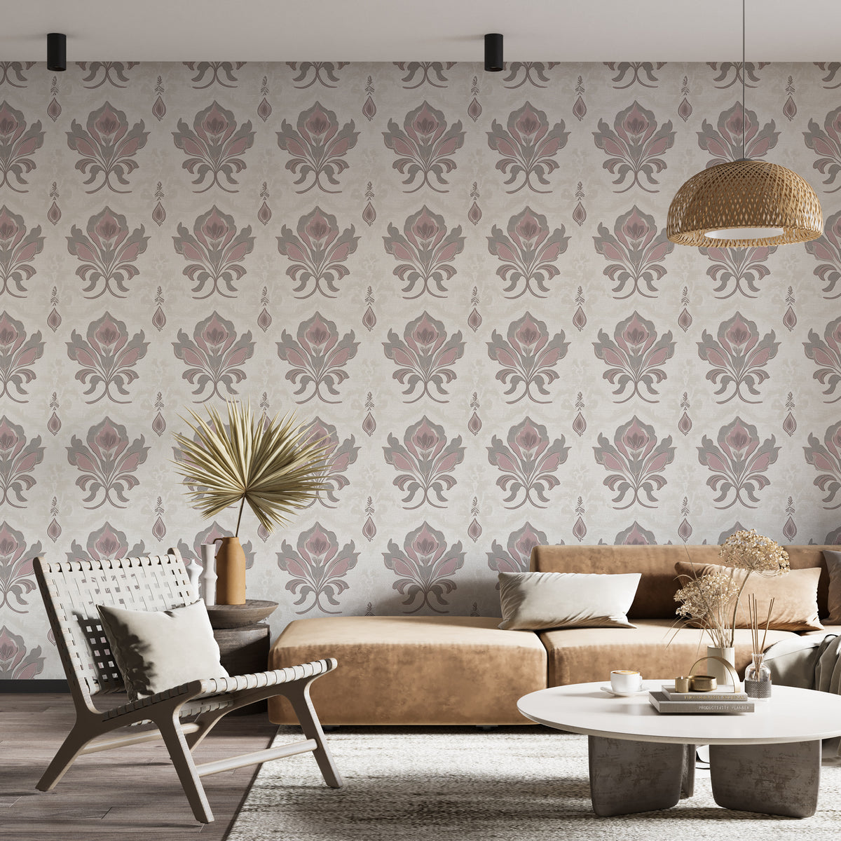 Soft Pink Classic Pattern Wallpaper - Vintage Light Traditional Decor
