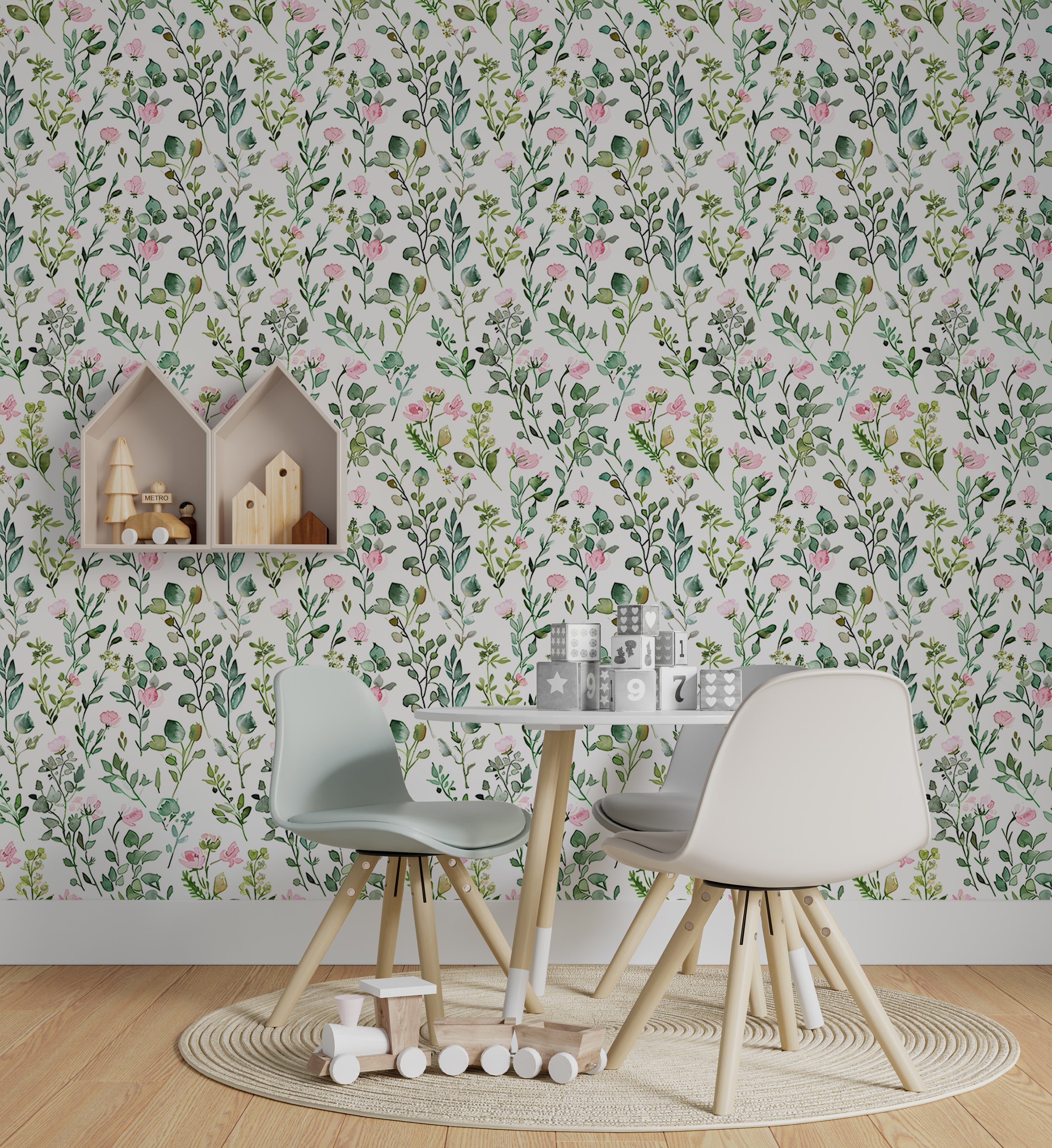 Gentle Meadow Flowers Pattern, Removable Floral Wallpaper Calming Wildflower Wall Mural, Pastel Floral Peel and Stick Design