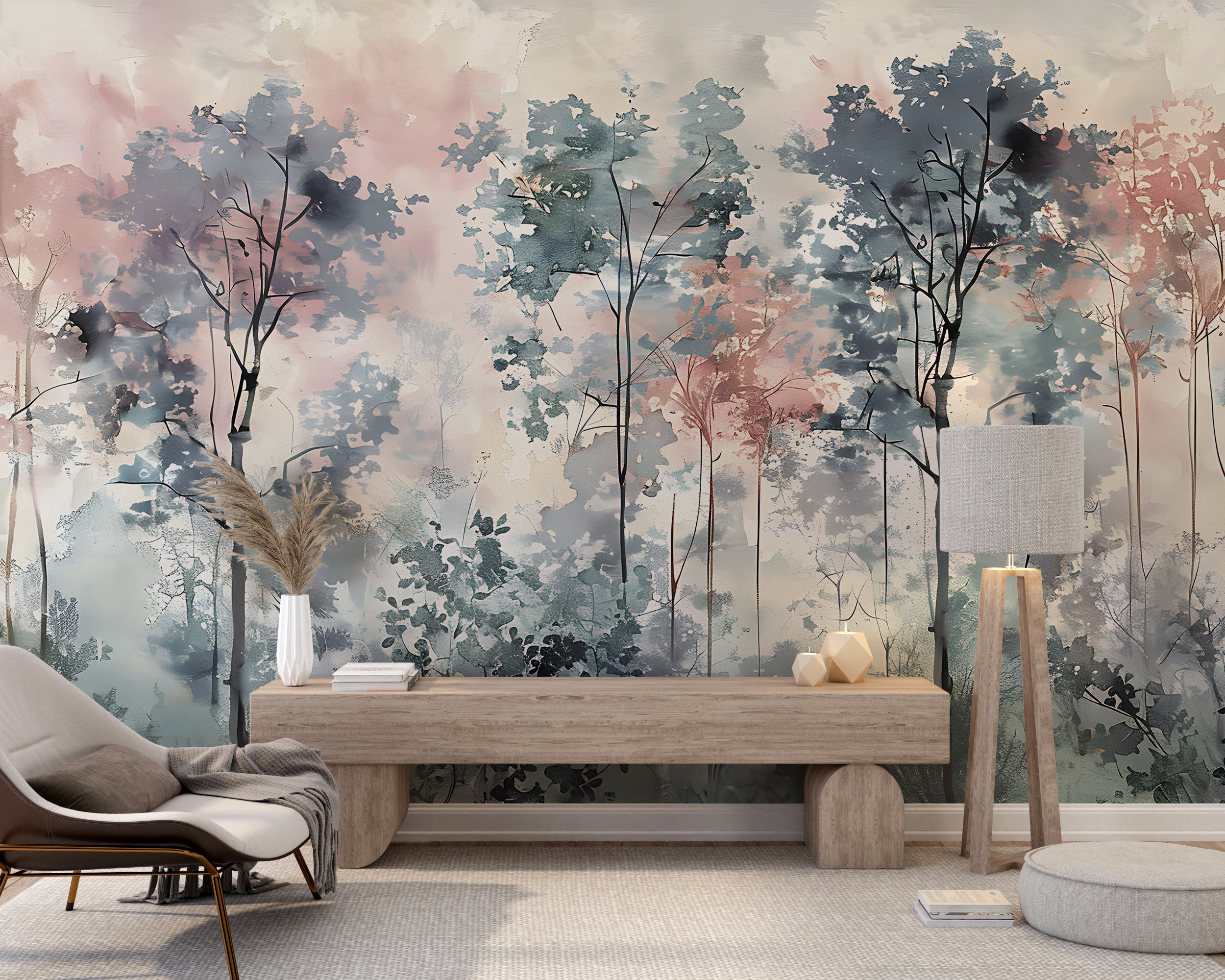 Pastel Colors Forest Decal for Walls Eco-friendly Nursery Wall Decor
