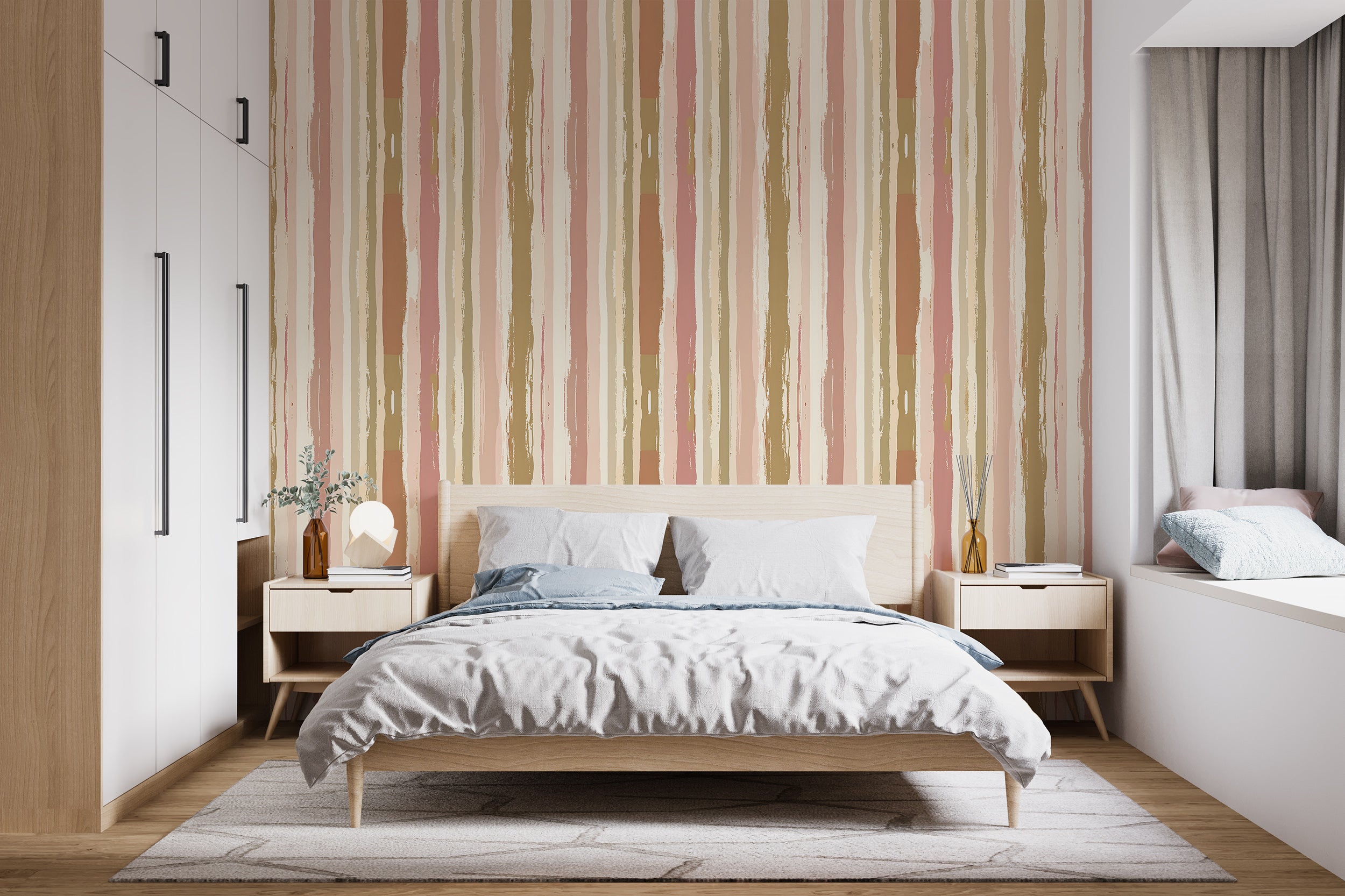 Soft Pastel Vertical Stripes PVC-free Wallpaper