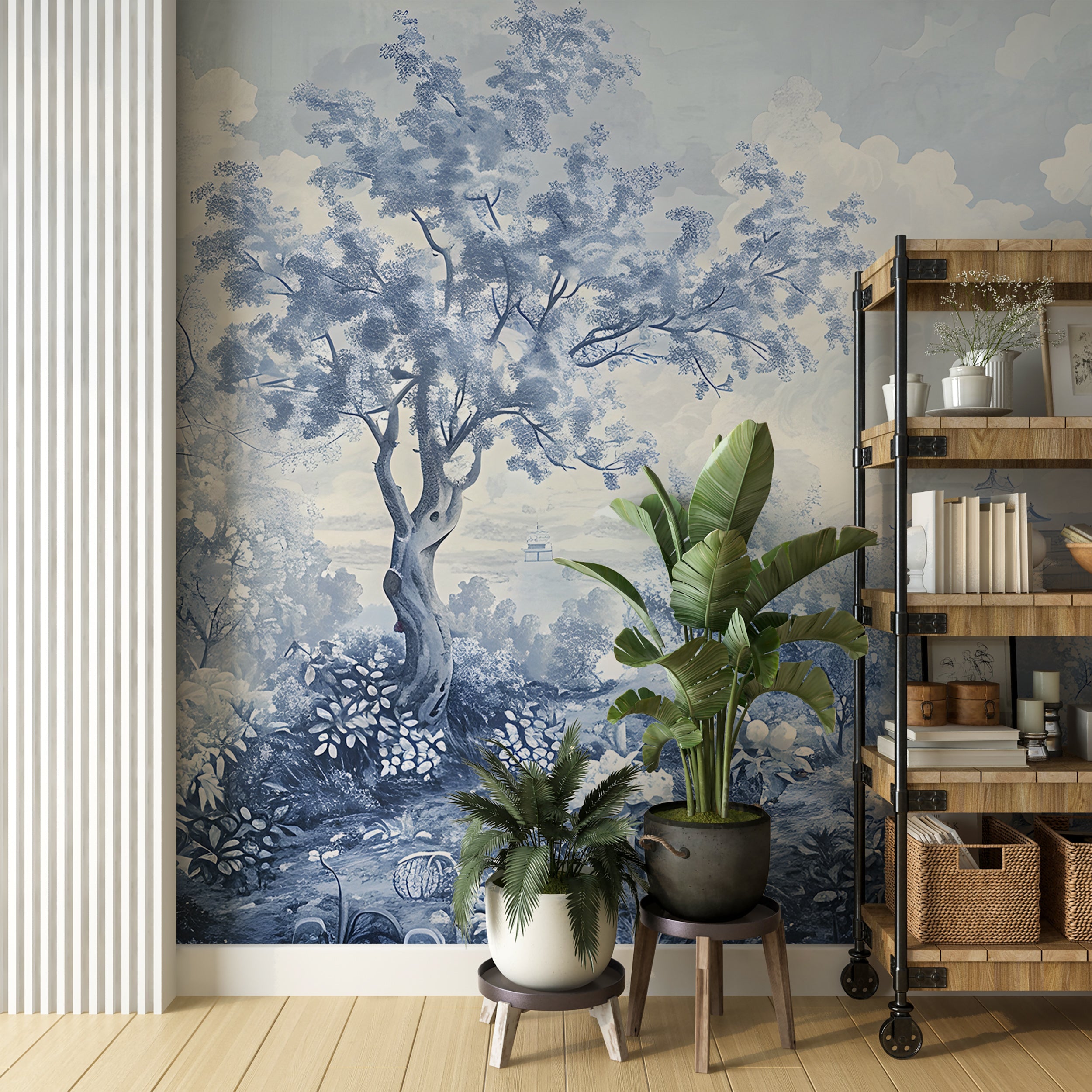 Removable French landscape wallpaper