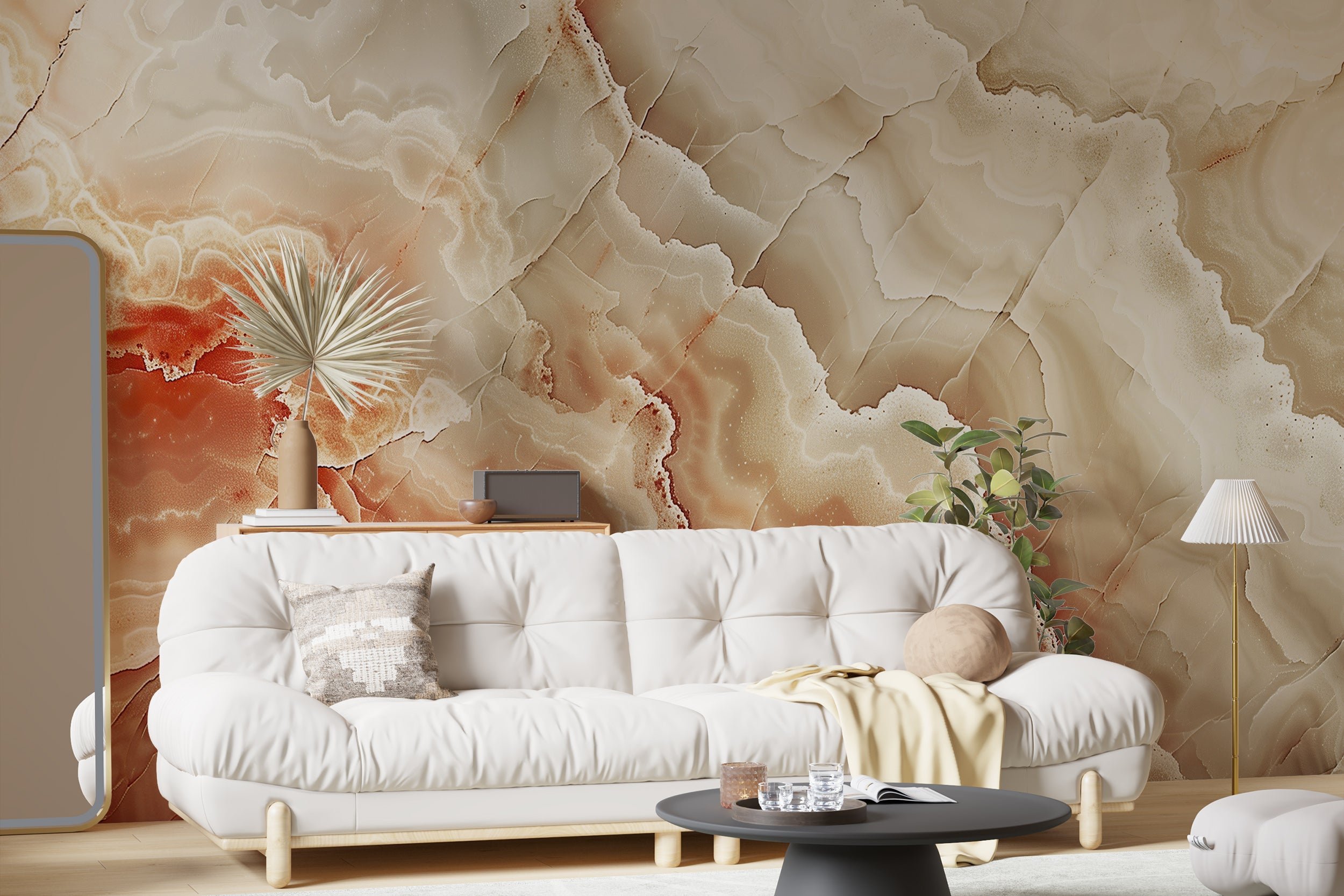 Removable warm marble wallpaper