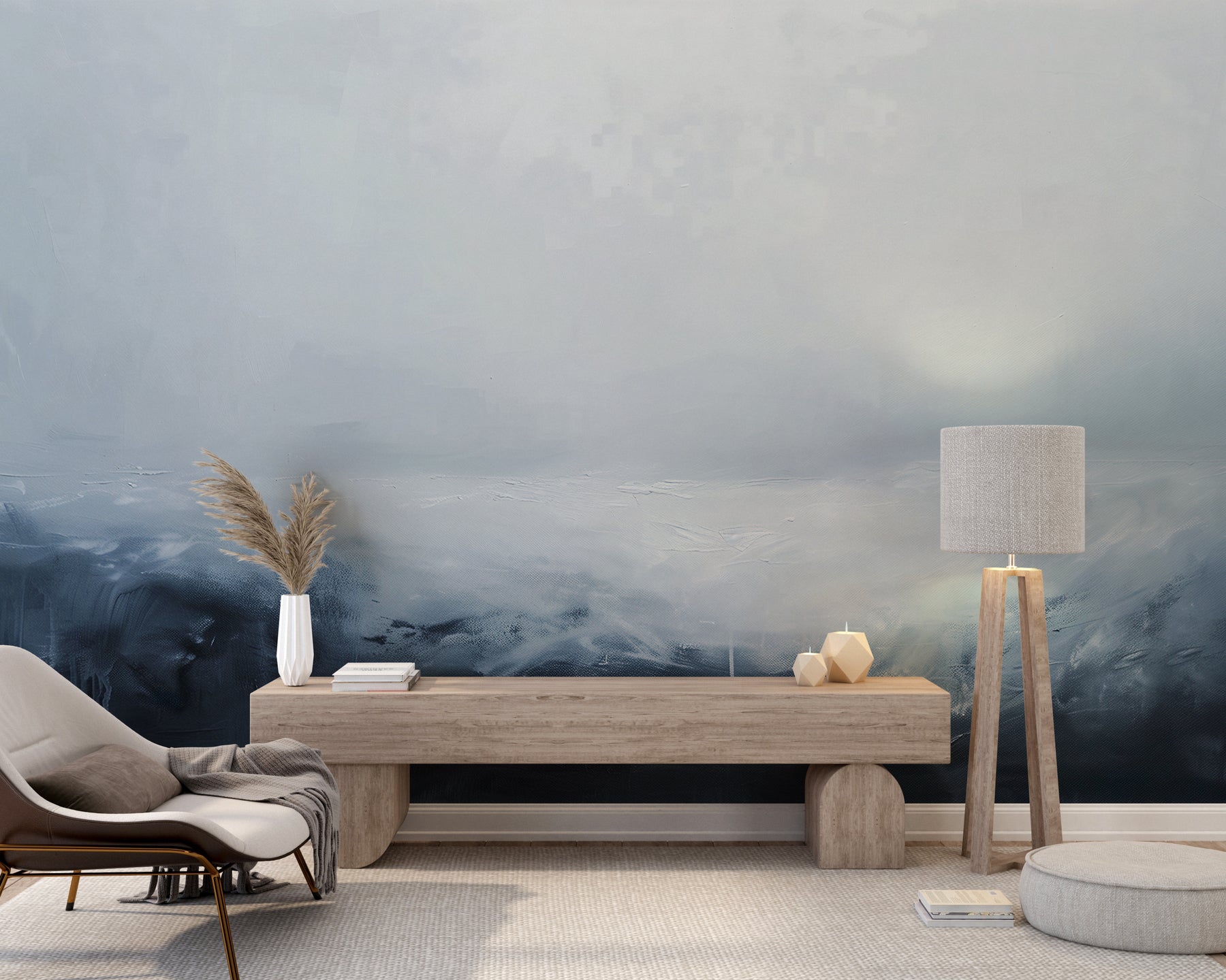 Abstract Blue Ocean Wallpaper - Soft Blue Accent Wall Mural