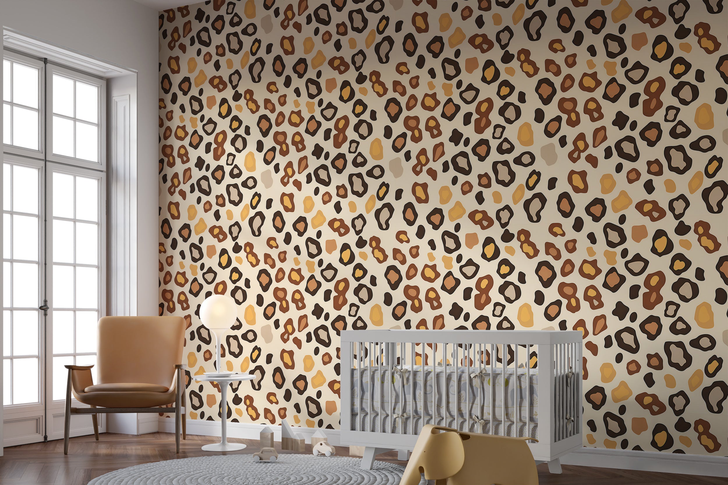 Leopard pattern removable nursery wallpaper