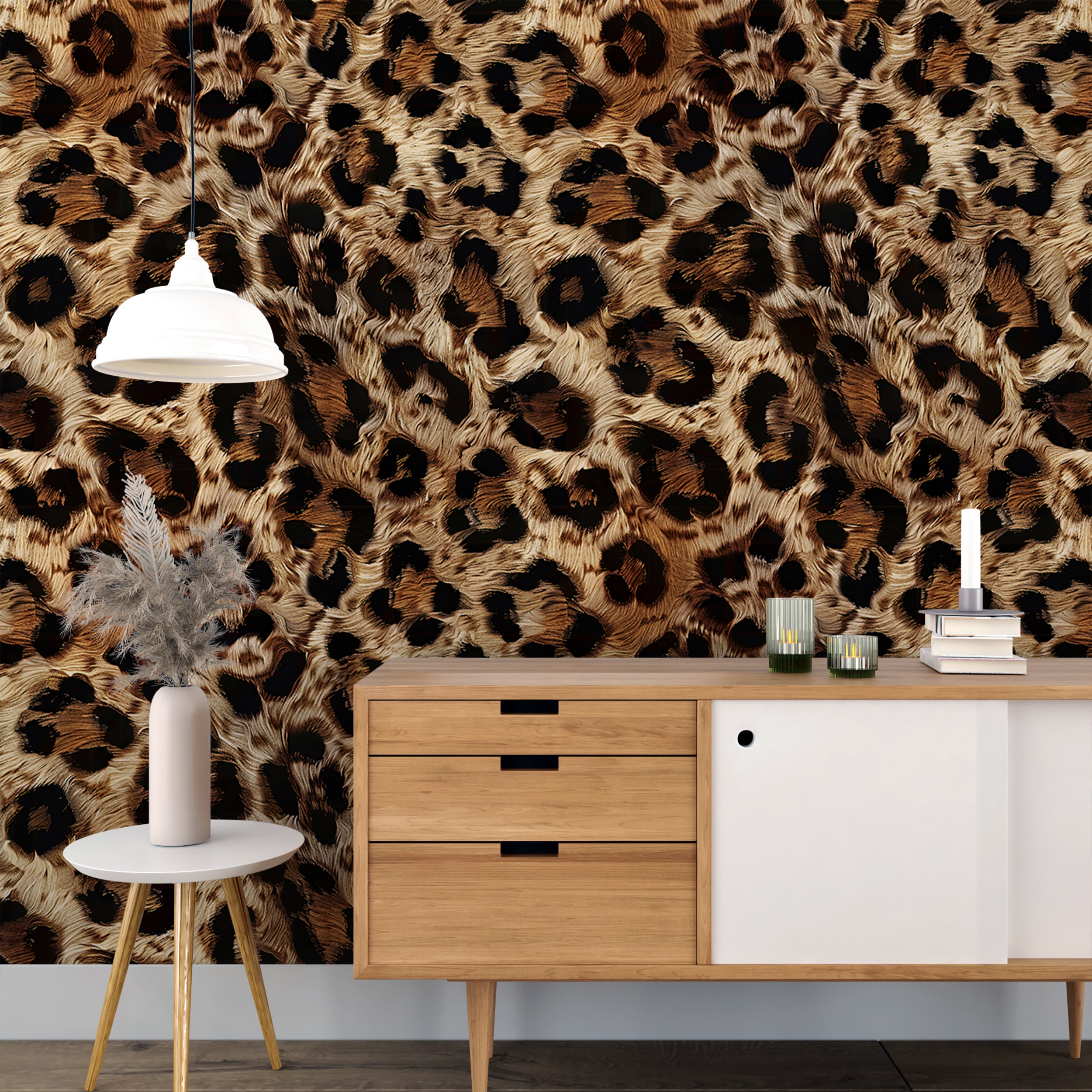 Leopard Print Wallpaper for accent walls Exotic safari peel and stick wallpaper