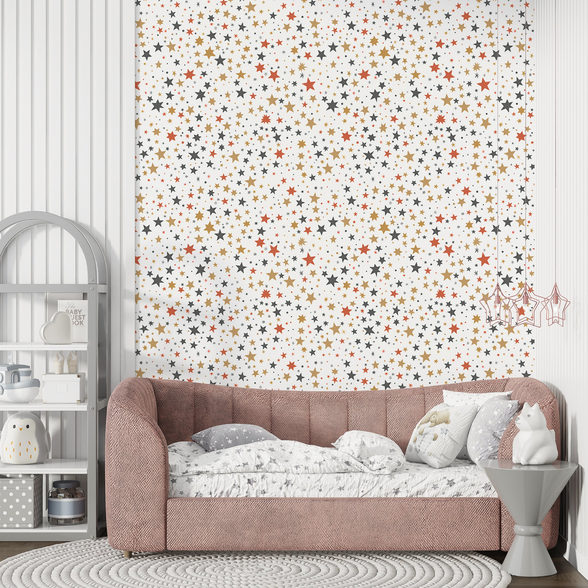 Playful stars wallpaper for children's bedroom decor