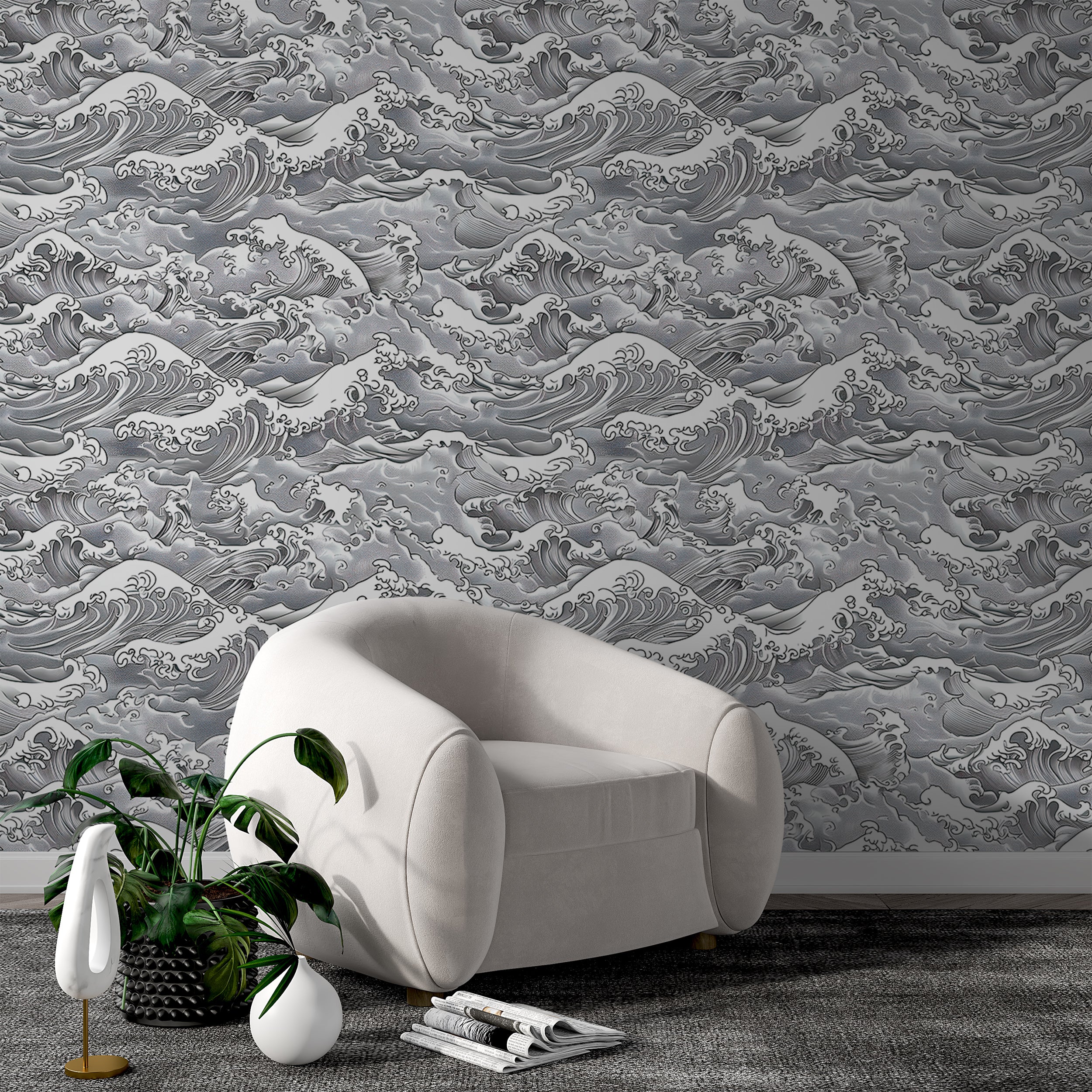 Sophisticated Monochrome Wave Pattern