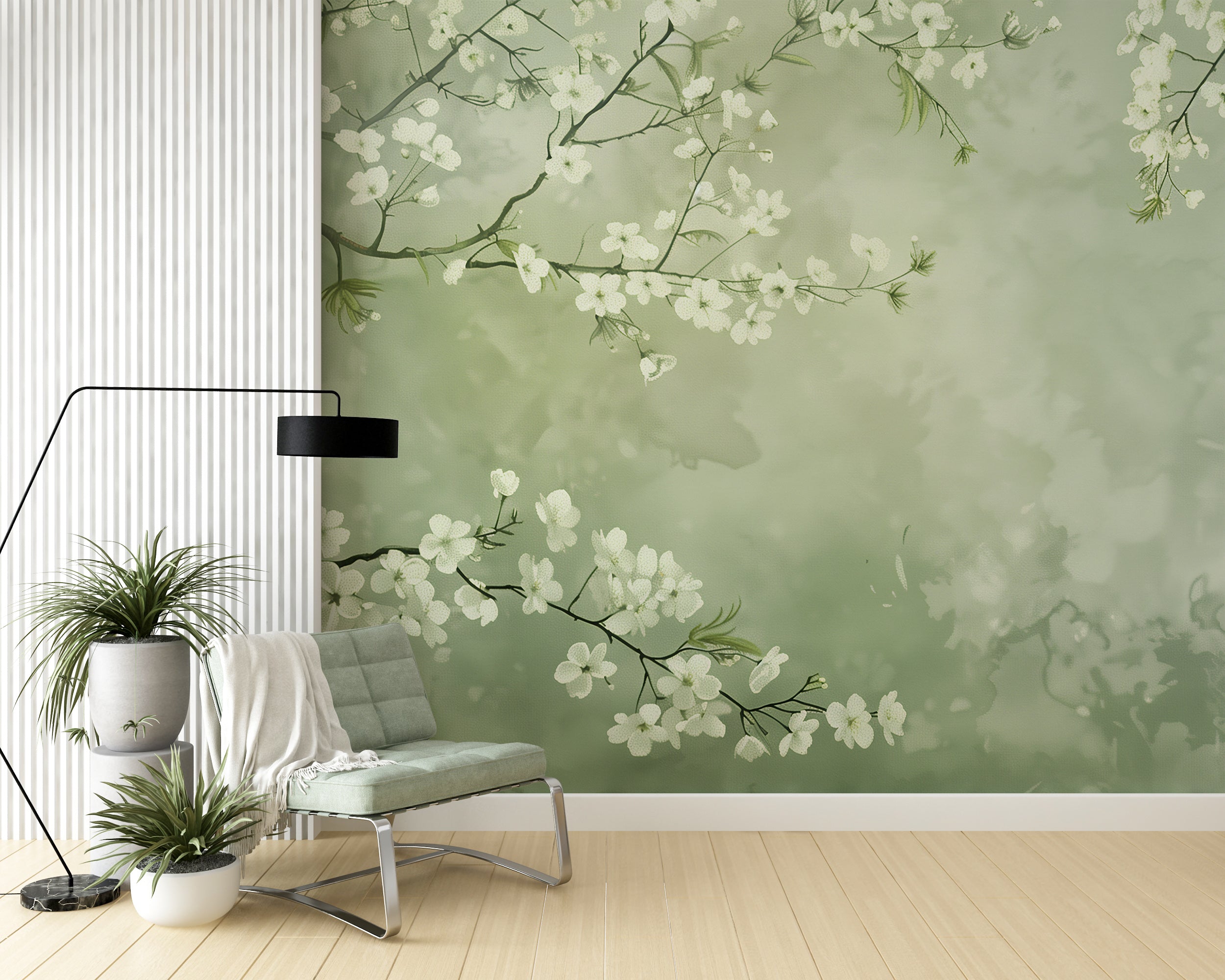 Tranquil botanical cherry blossom wallpaper