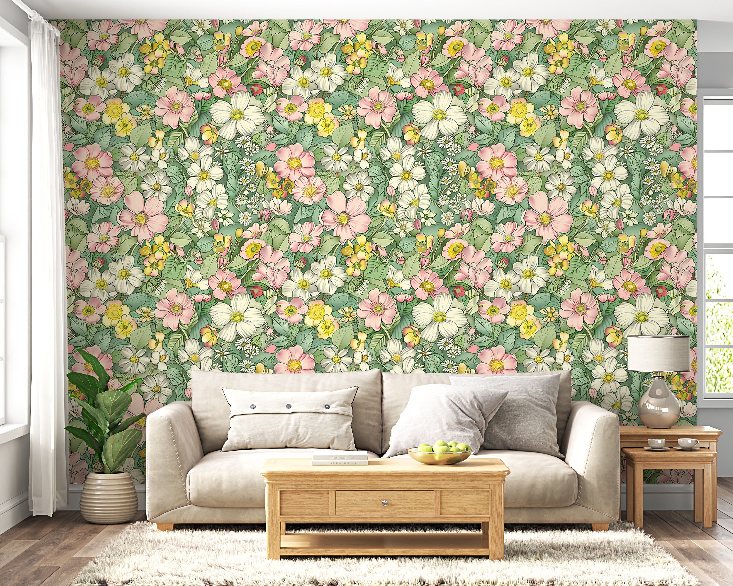 Elegant pastel color floral wallpaper