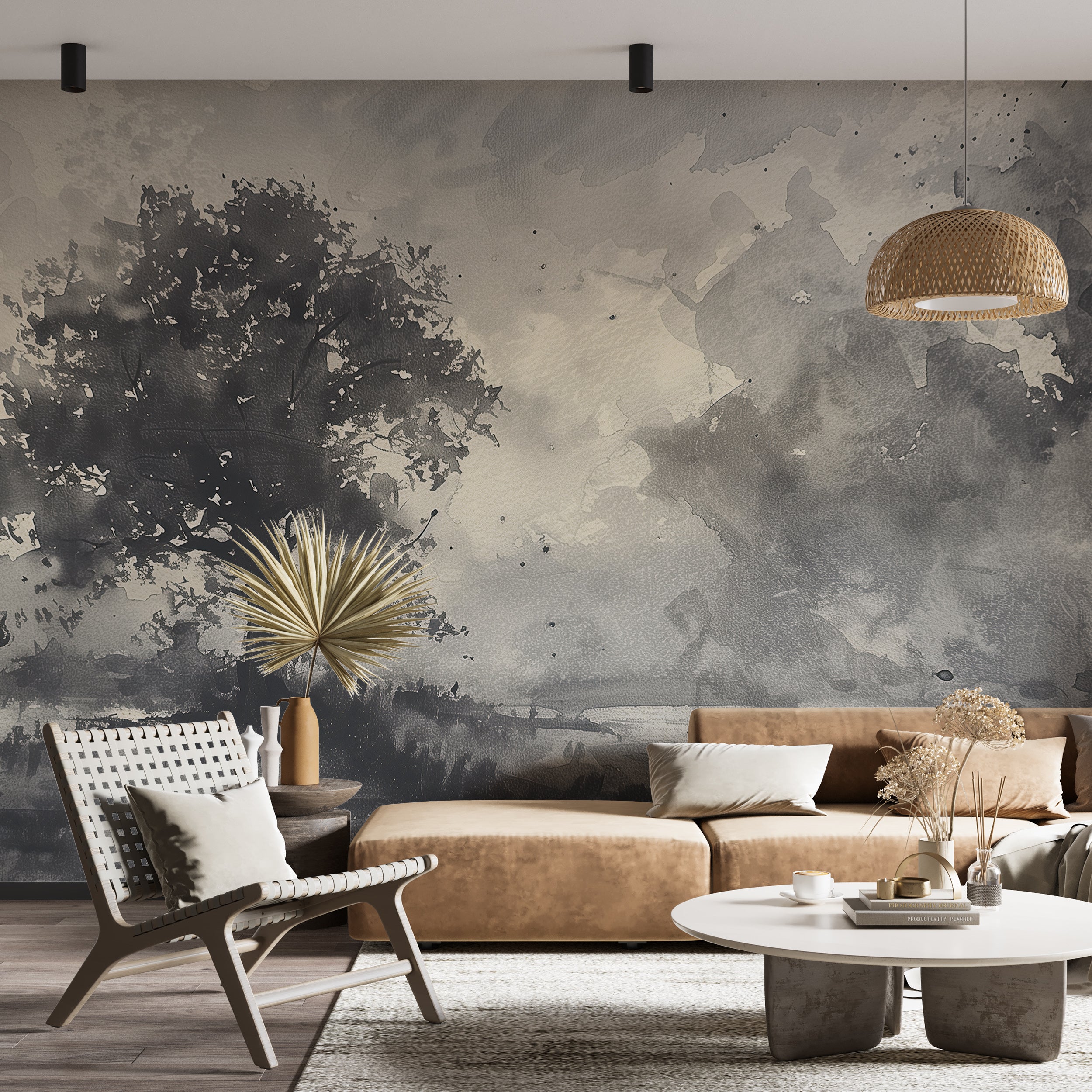 Removable vintage landscape wallpaper for stylish walls
Dark field tree mural for contemporary and classic settings