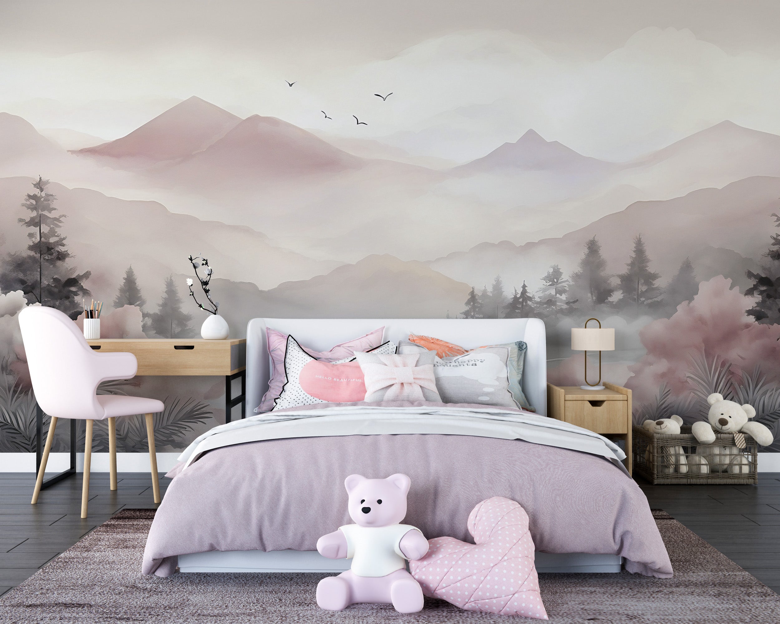 Watercolor Landscape Theme for Kids' Bedroom