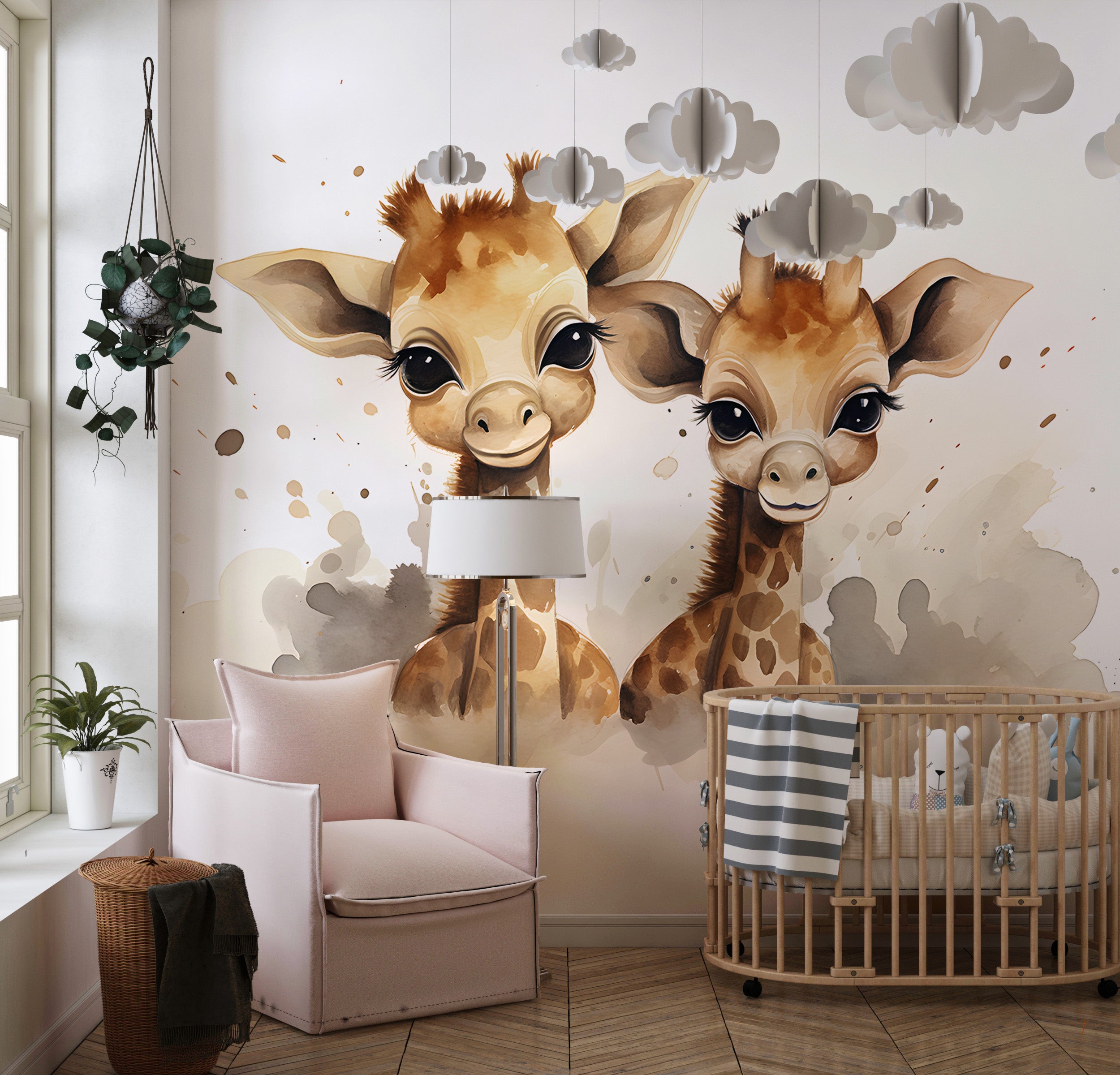 Charming Giraffes Kids Room Mural
