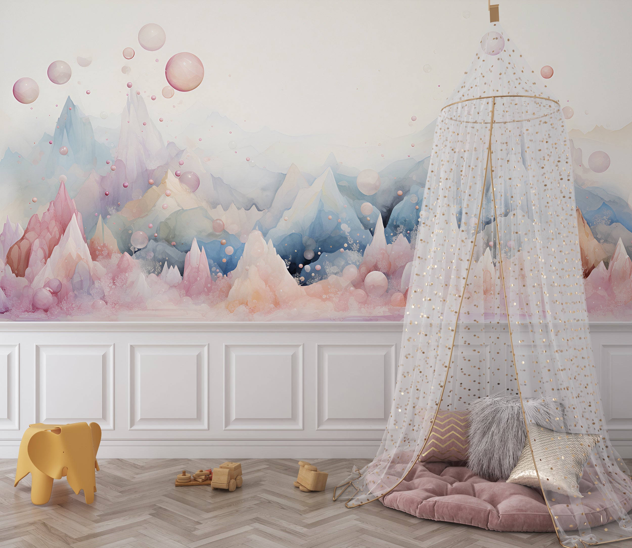 Serene Pink Bubbles Peel and Stick Decor
