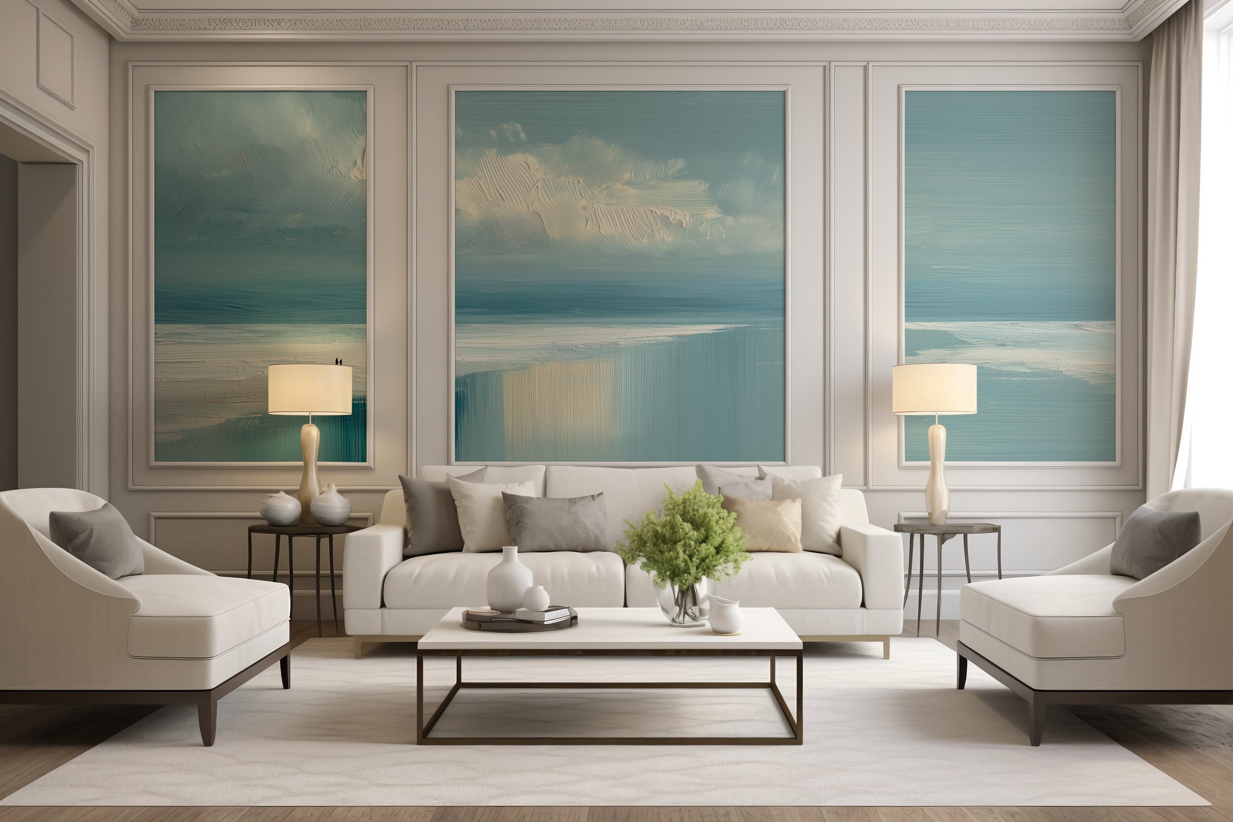 Calm ocean oil painting wall mural

Blue cloudy coastal wallpaper