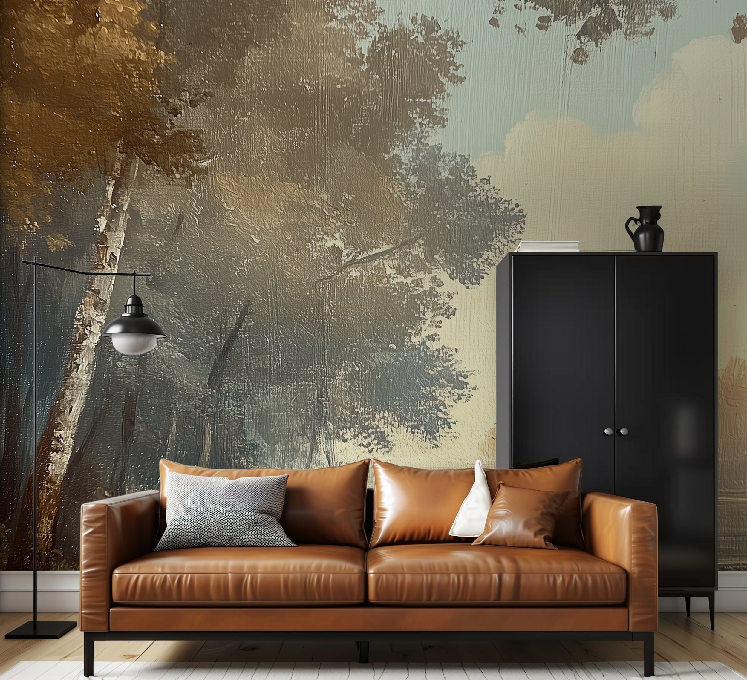 Birch forest on lake wall mural

Calm nature oil painting wallpaper