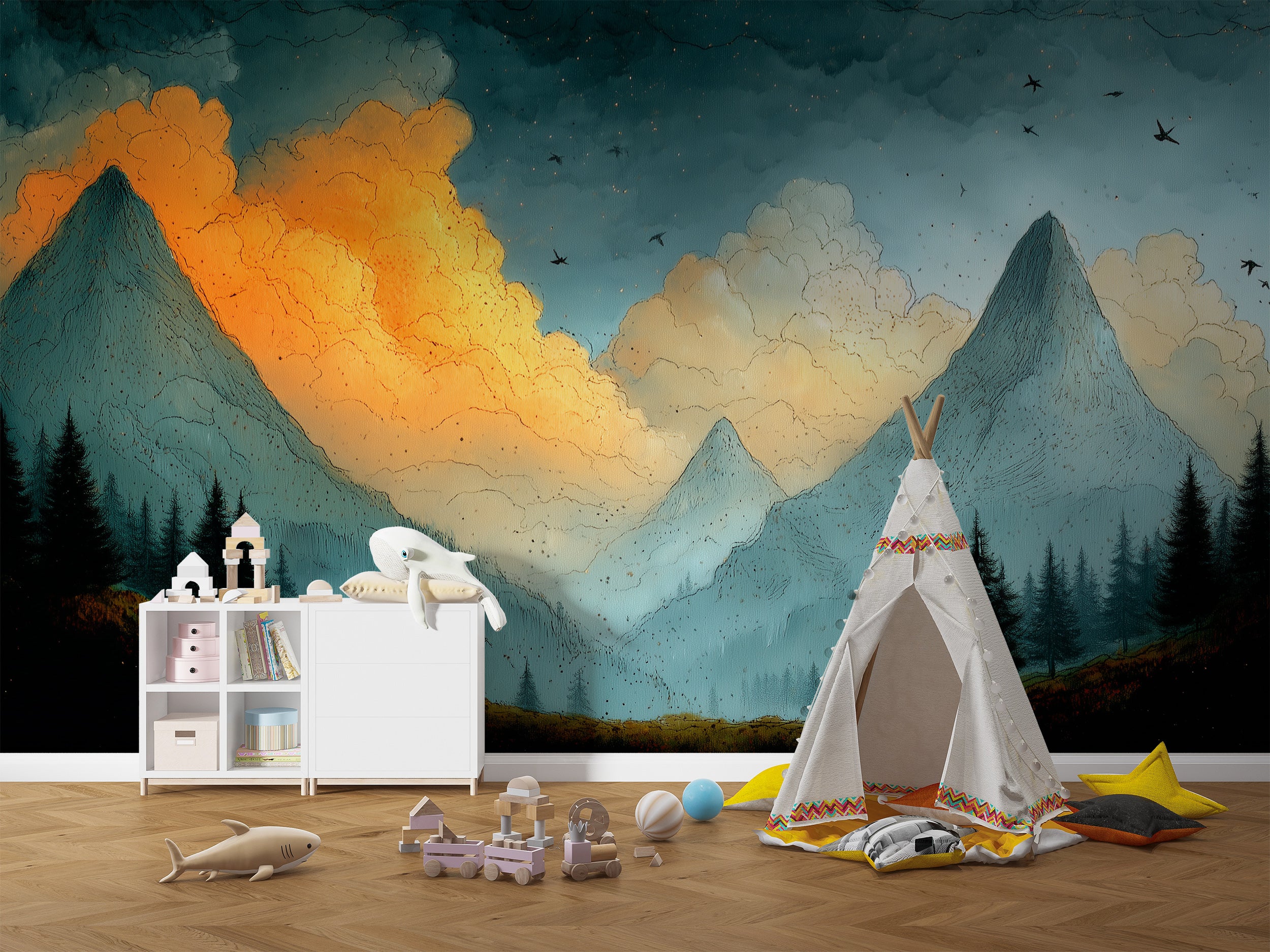 Dark abstract mountain wall mural

Watercolor mountain painting wallpaper