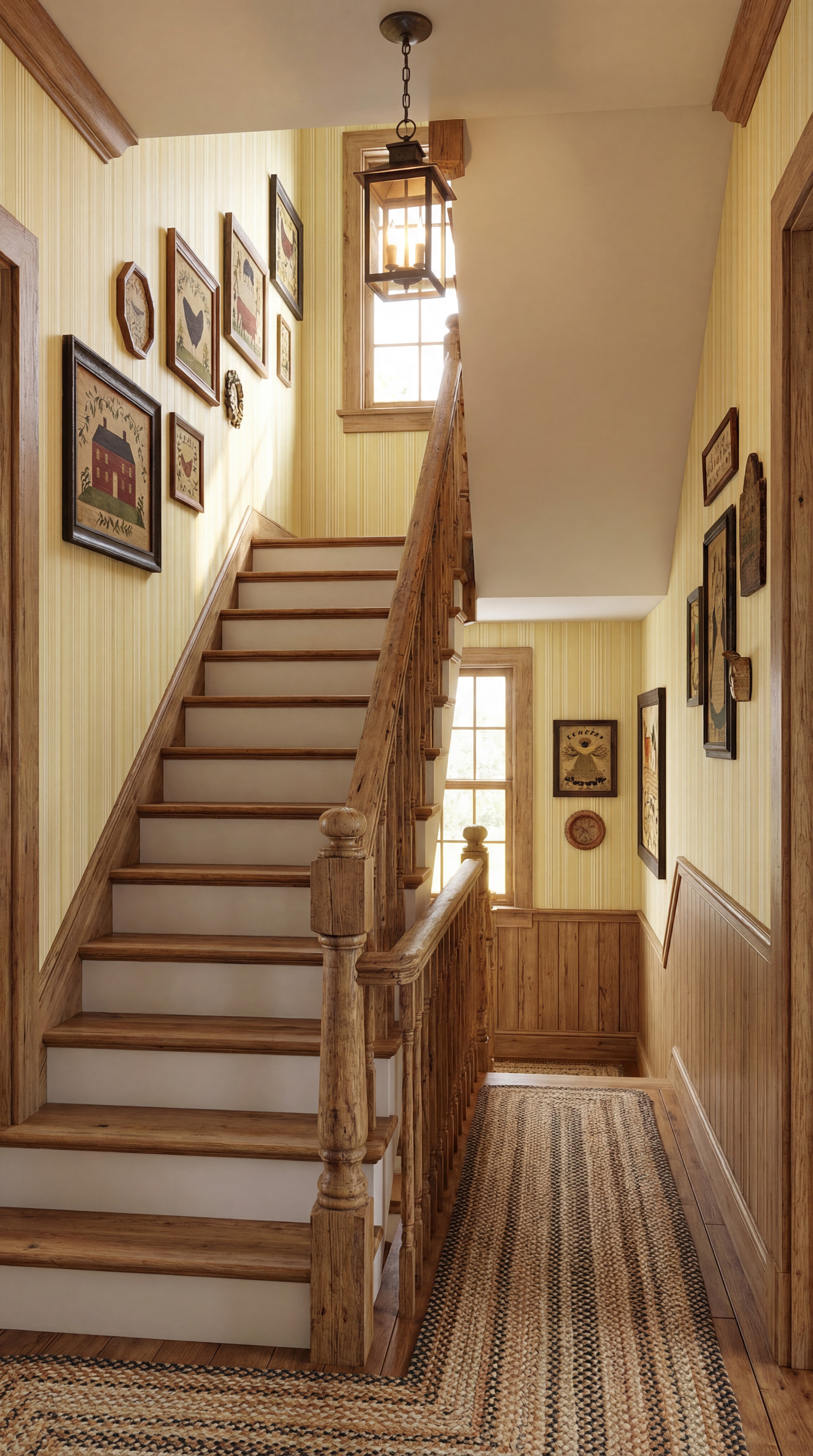 Yellow and white vertical stripe wallpaper

Cottage style yellow stripe wallpaper