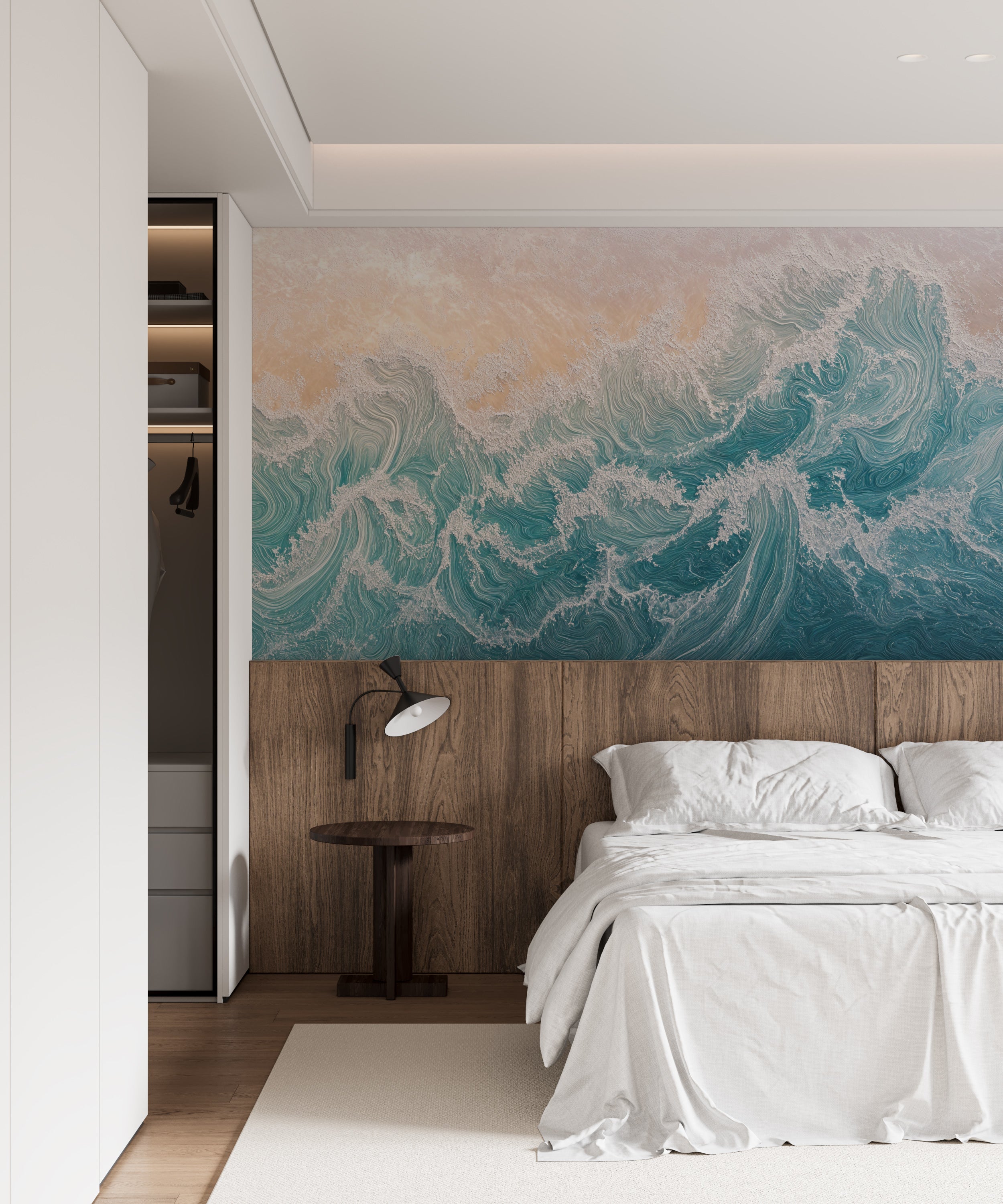 Bounty Beach Wall Mural, Calm Ocean Wallpaper, Peel and Stick Ocean Waves Wall Decor, Removable Mural