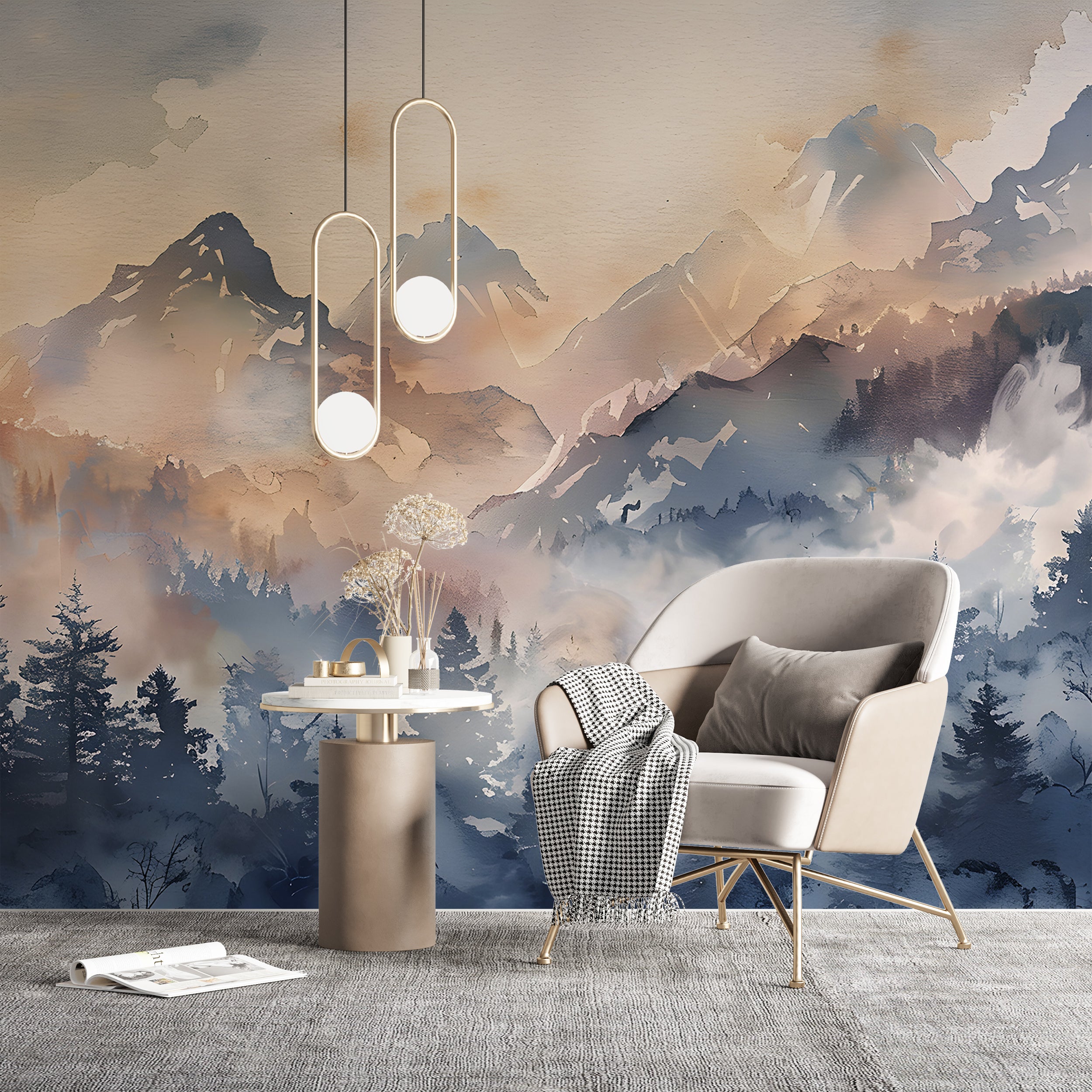 Serene Mountain and Trees Wall Decal