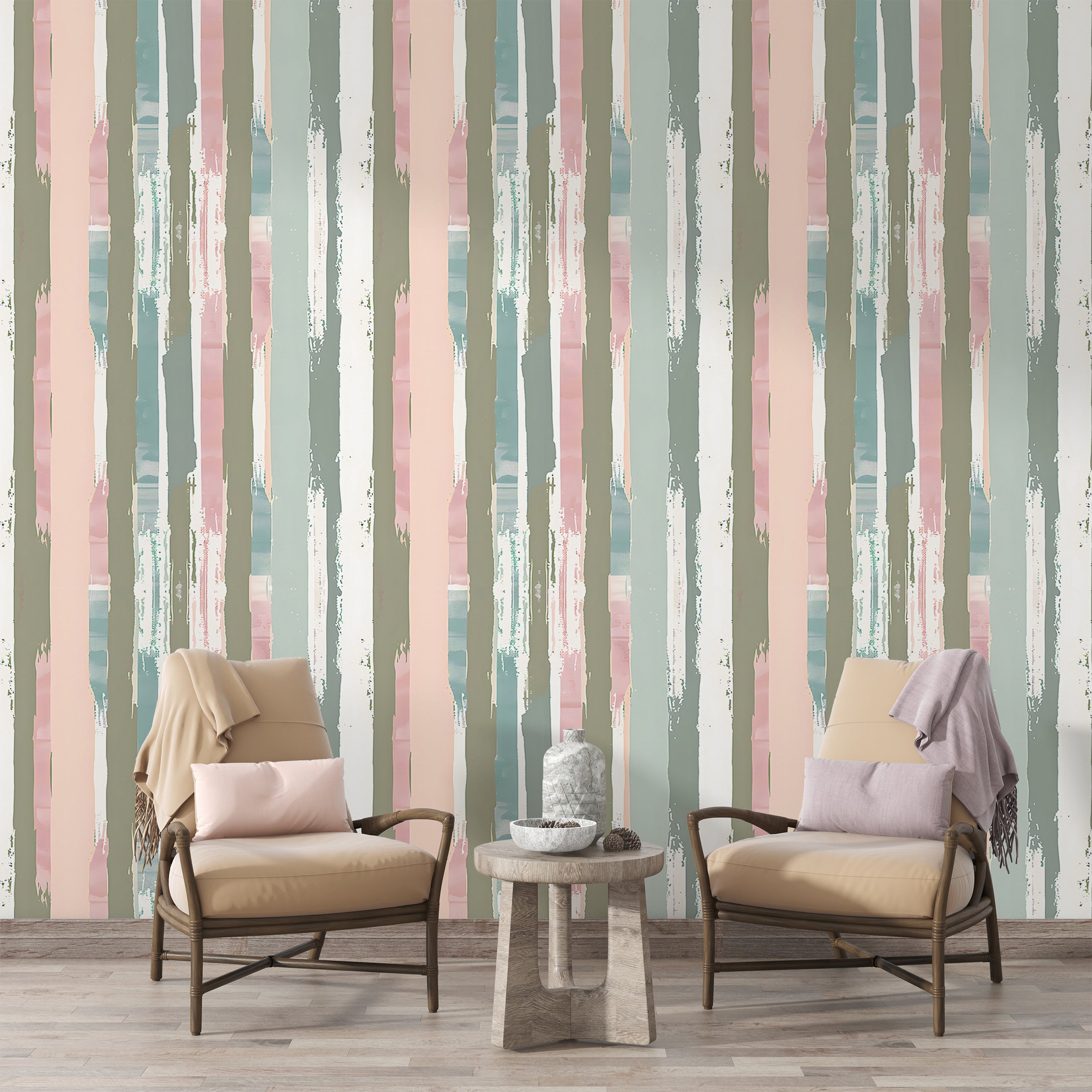 Vertical stripes removable wallpaper