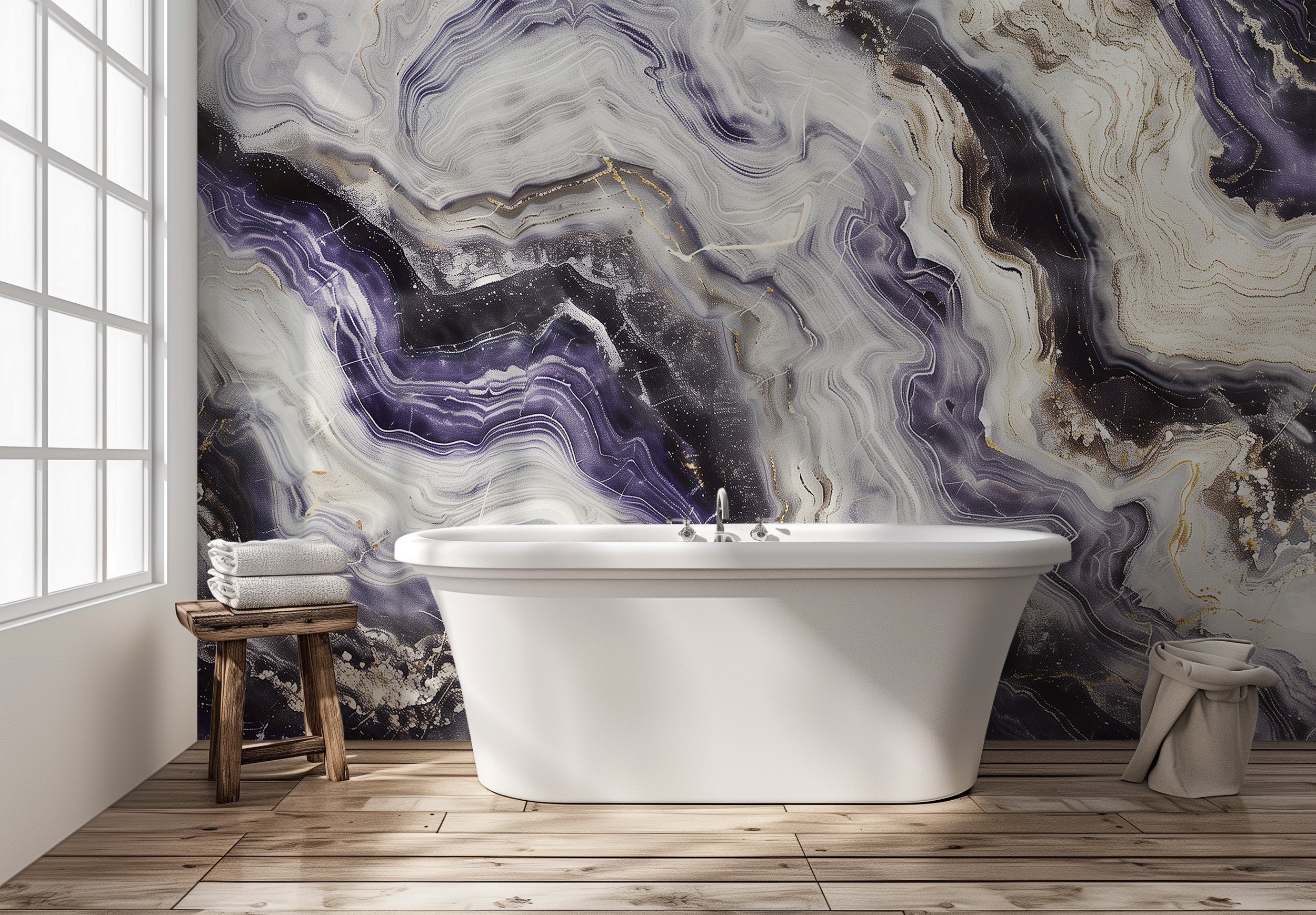 Modern purple and grey marble wallpaper