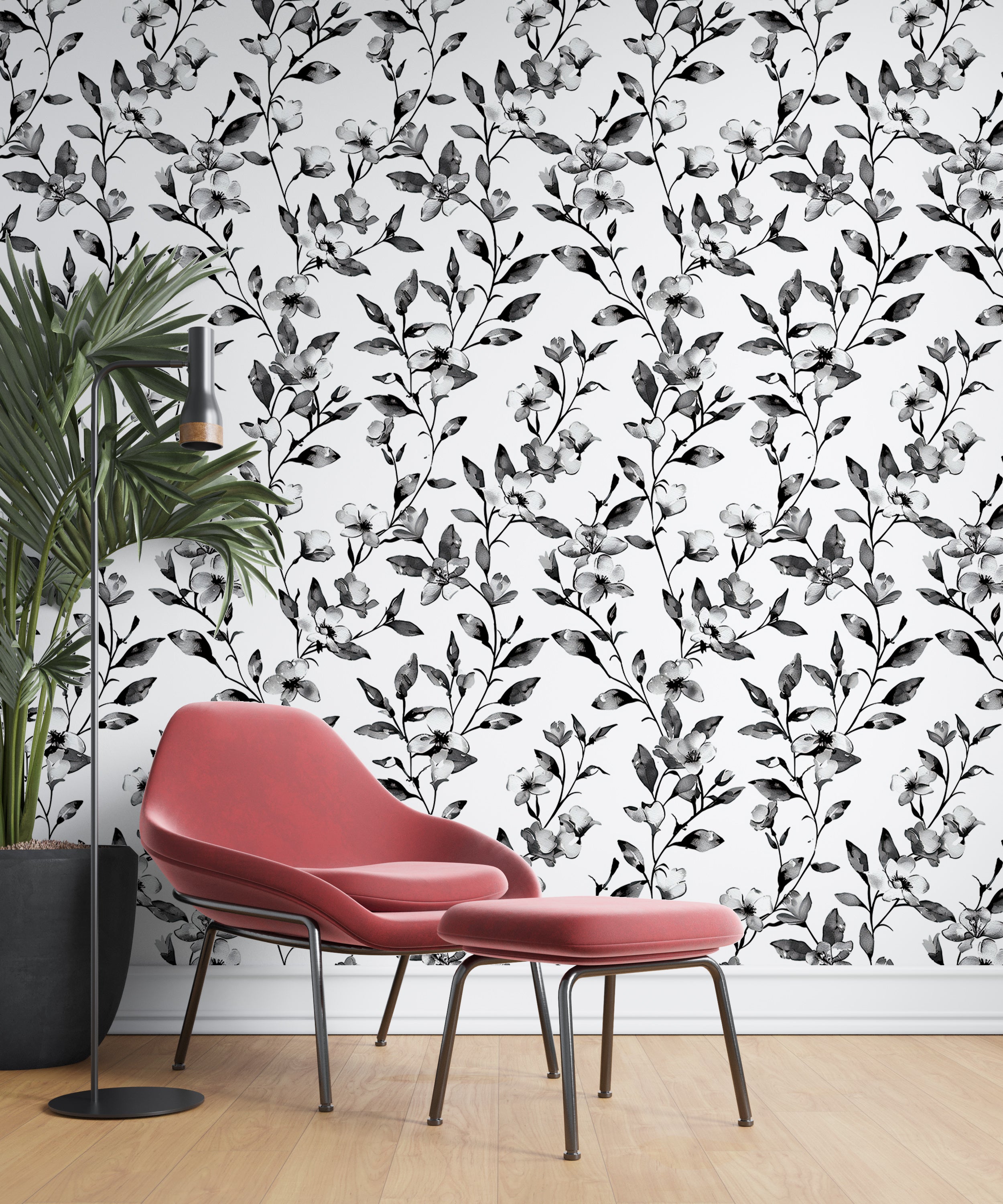 Monochrome nature-inspired wallpaper