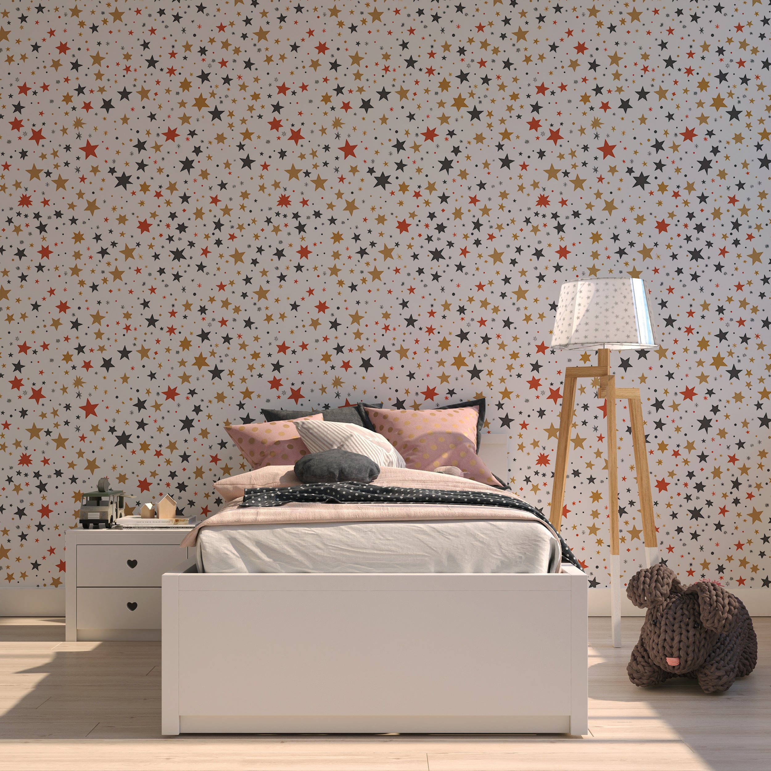 Small colorful stars wallpaper for nursery Light starry wallpaper for children's room