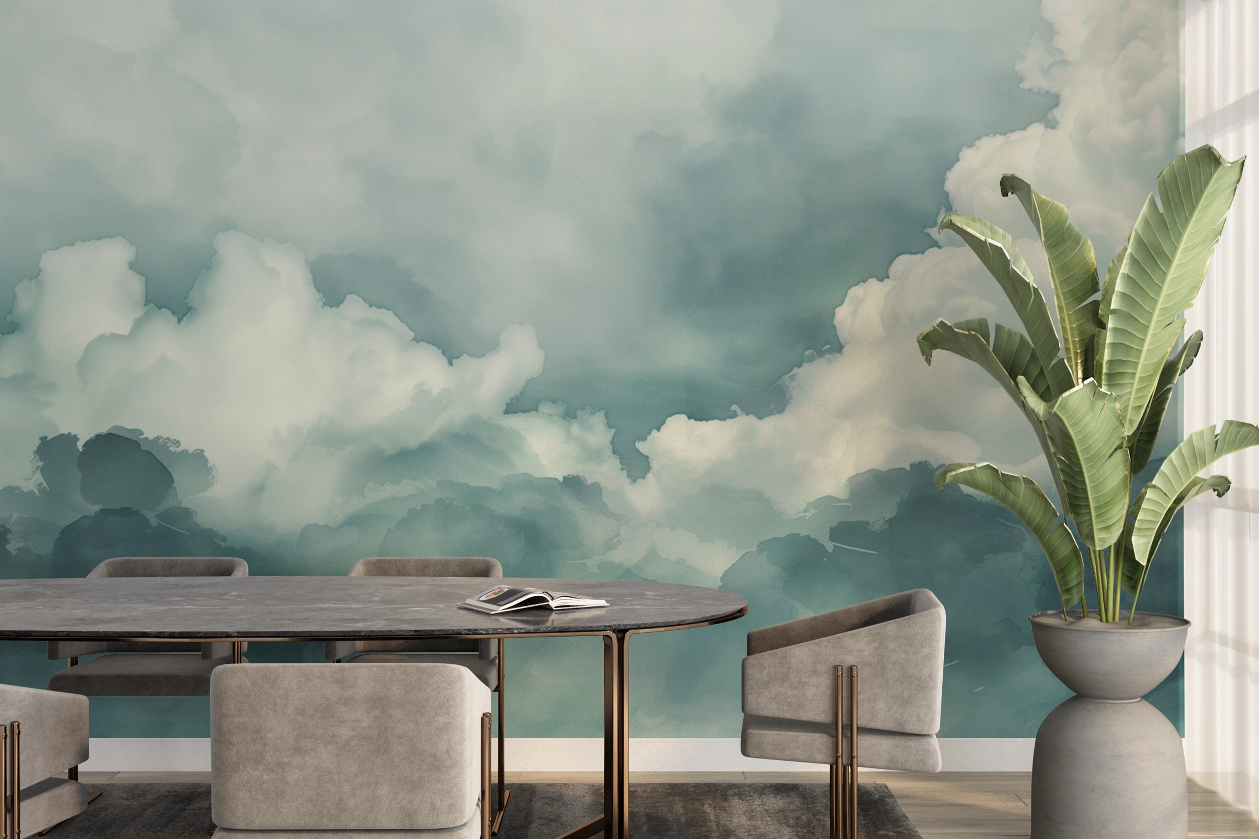 Tranquil cloudy sky wall art for bedrooms