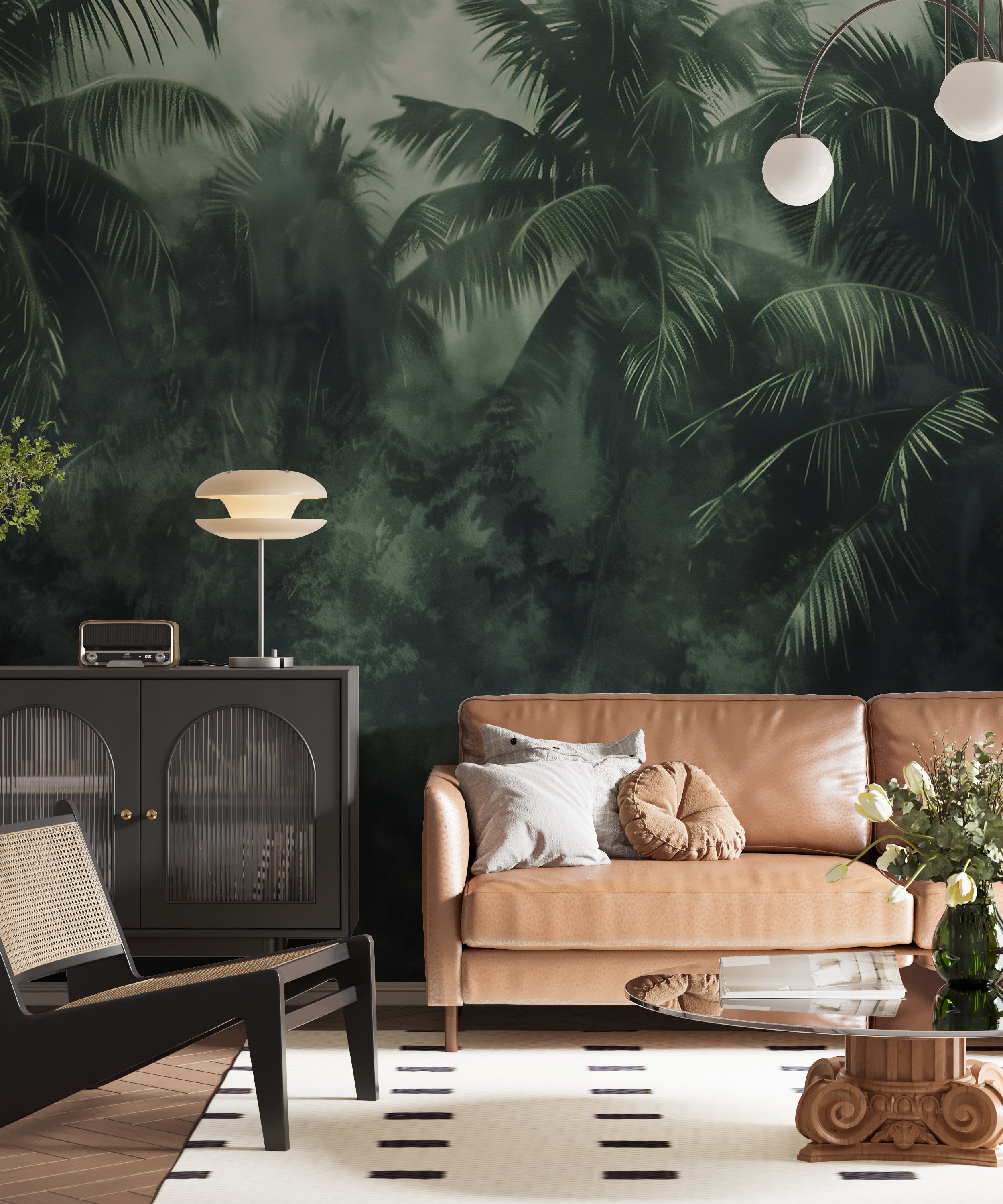 Lush tropical forest wallpaper for serene atmosphere