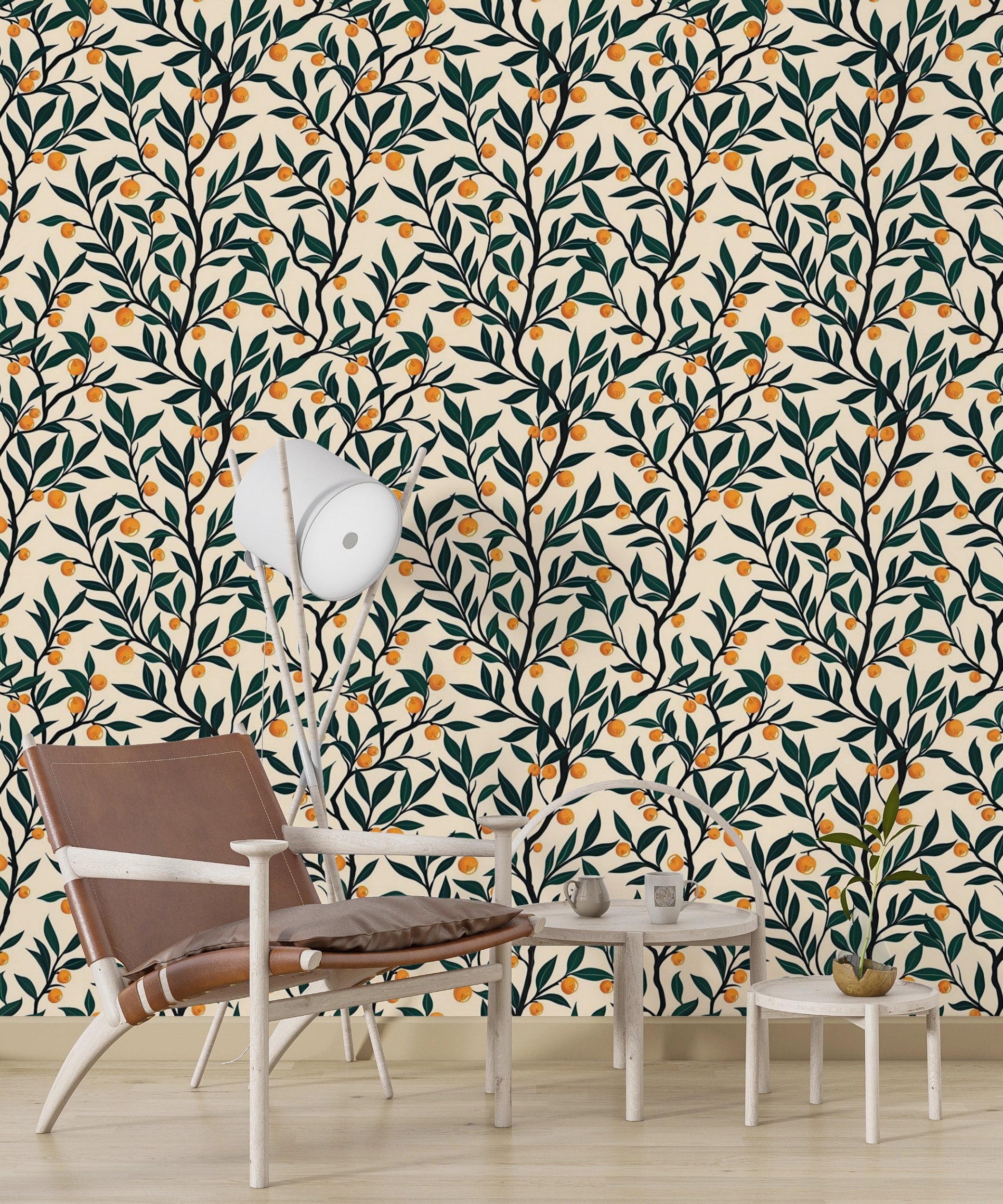 The Oranges Wallpaper for kitchen decor Peel and stick orange tree wall decor