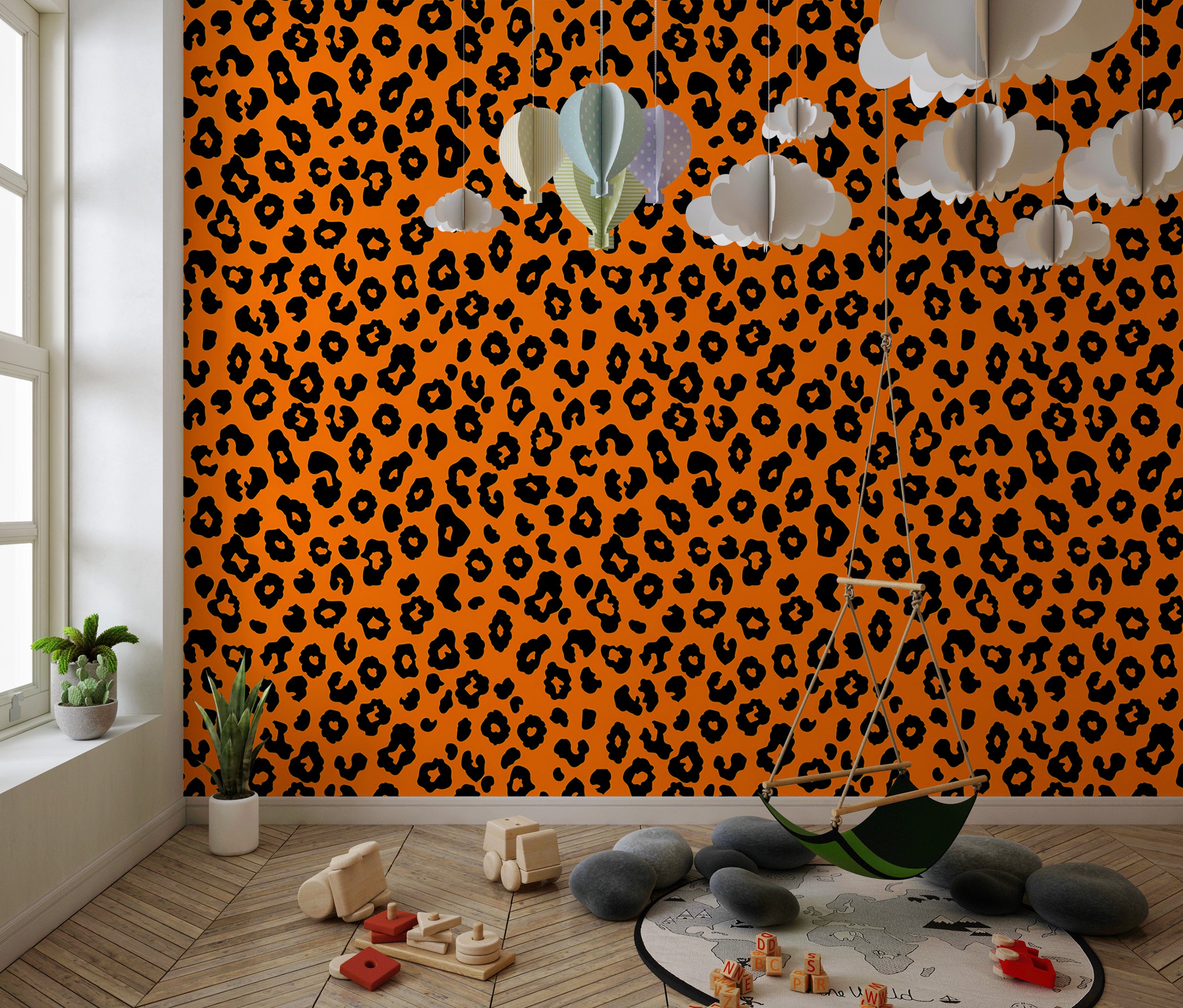 Bright Orange Leopard Print Wallpaper, Colorful Animal Pattern Wall Decor, Peel and Stick Abstract Safari Cat Skin WallpaperBright Orange Leopard Print Wallpaper, Colorful Animal Pattern Wall Decor, Peel and Stick Abstract Safari Cat Skin Wallpaper