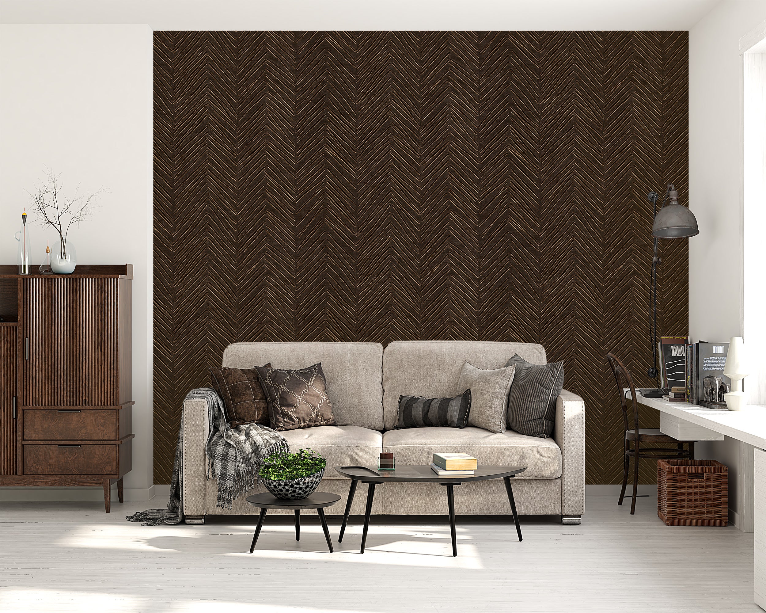 Modern luxury dark brown removable wallpaper