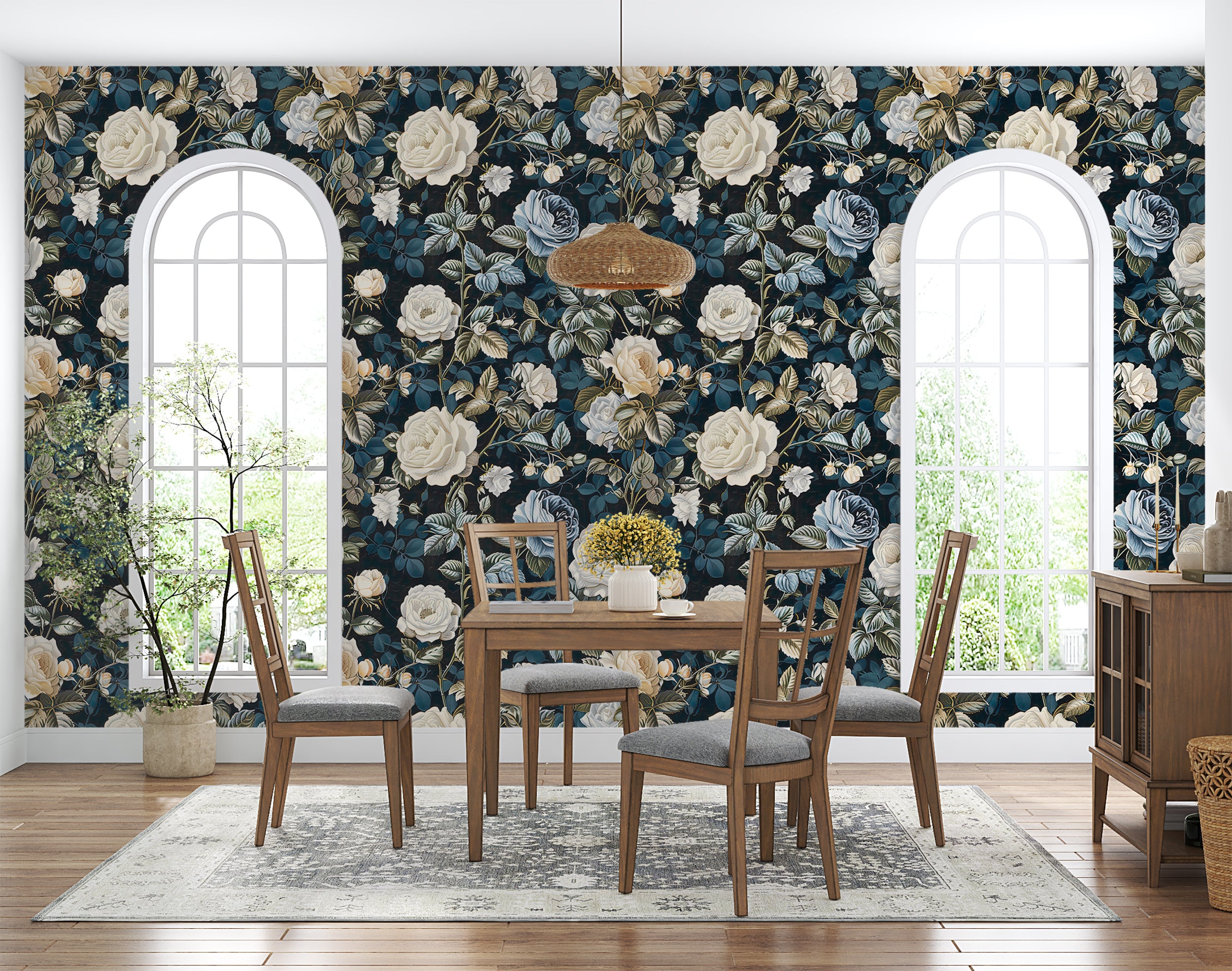 Elegant floral pattern wallpaper for timeless decor Classic botanical art for sophisticated interiors