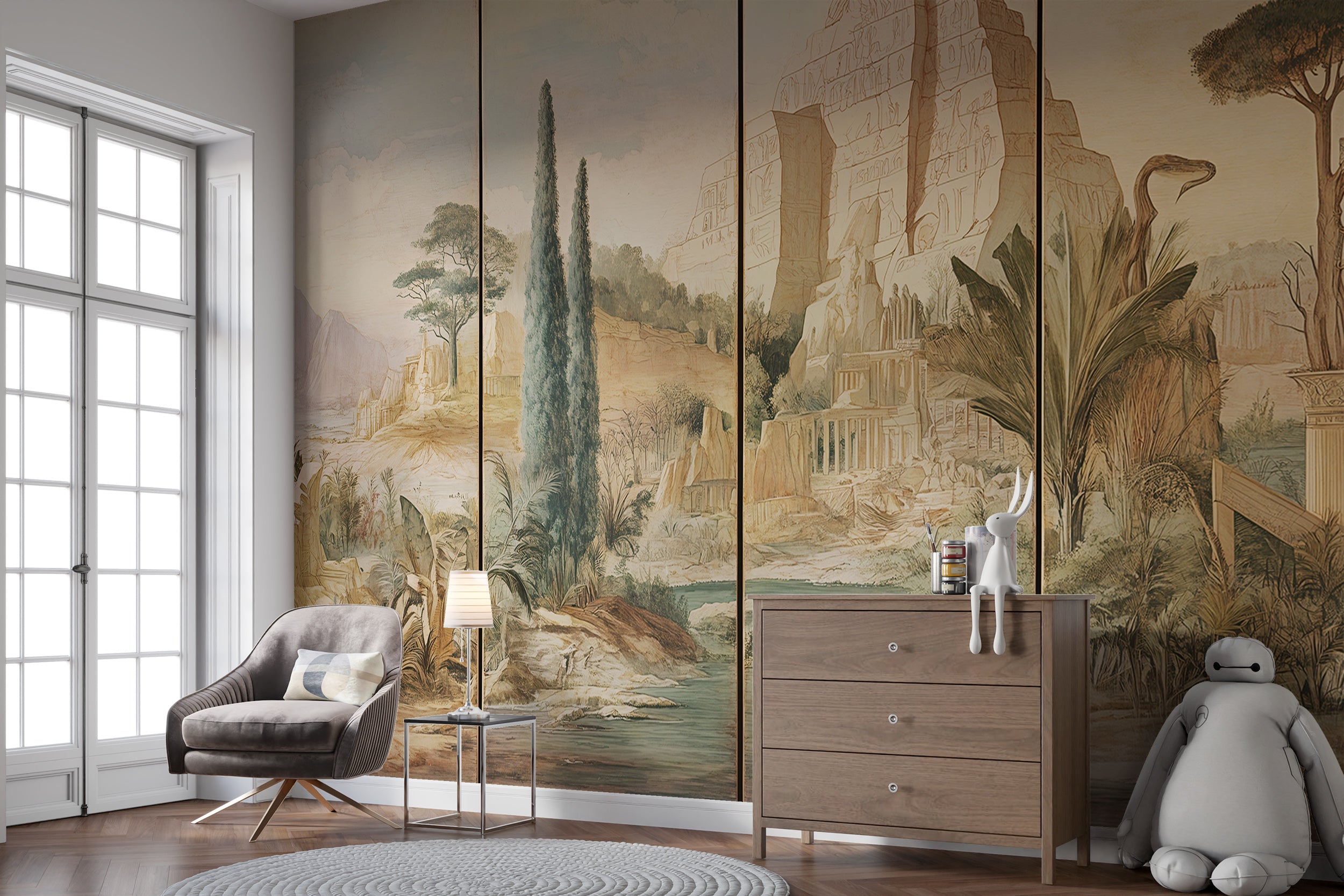 Timeless ancient landscape peel and stick mural