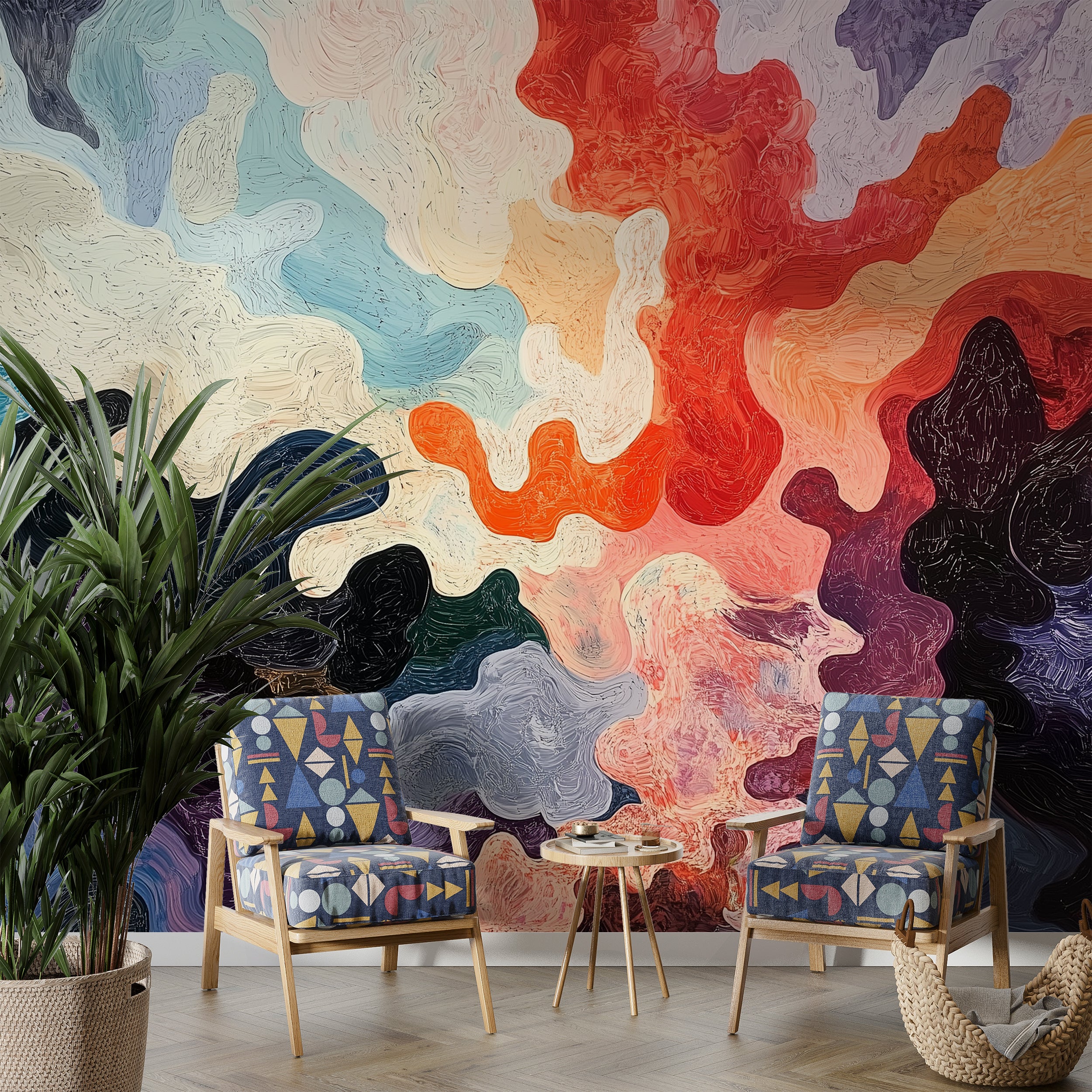 Colorful abstract wall decor for contemporary spaces.
Peel-and-stick mural with vibrant splash design.